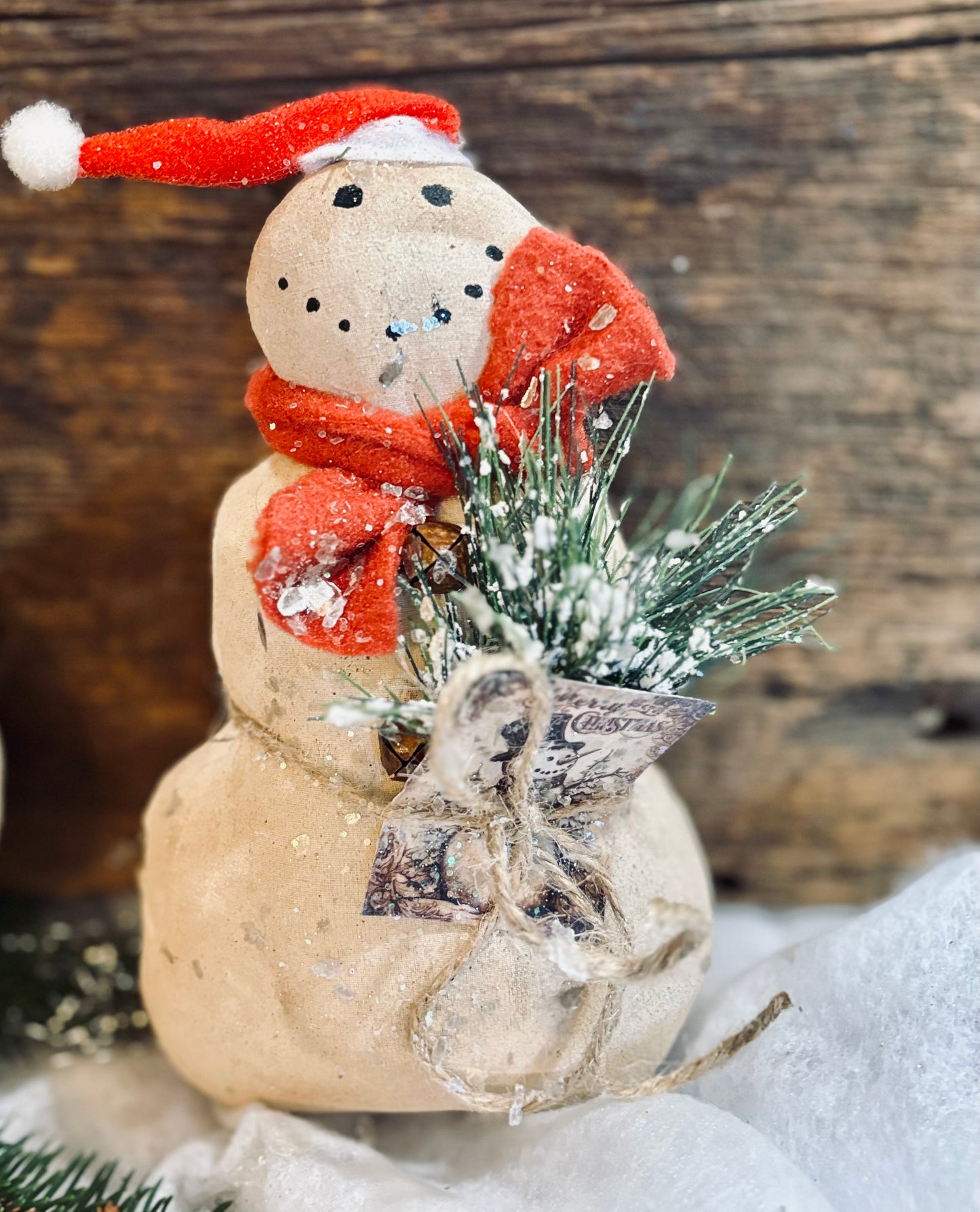 Primitive Christmas Winter Snowman, Snowman Ornie, Rustic Christmas Decor, Handmade Snowman, Christmas Winter Bowl Fillers