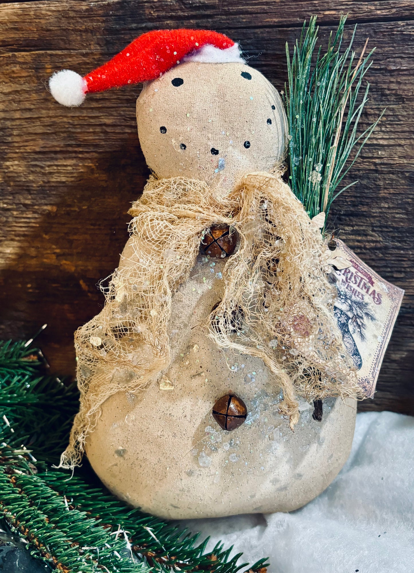 Primitive Christmas Winter Snowman, Snowman Ornie, Rustic Christmas Decor, Handmade Snowman, Christmas Winter Bowl Fillers