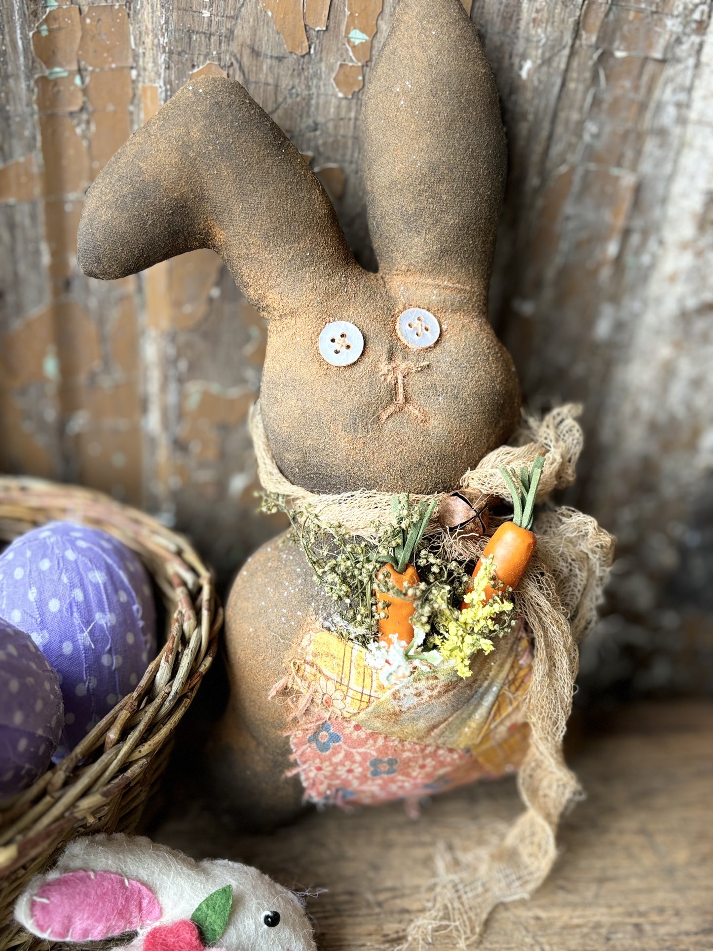 Primitive Chocolate Bunny~Primitive Easter Bunny~Primitive Easter Rabbit Doll~Primitive Spring~Primitive Garden~Primitive Decor~Farmhouse