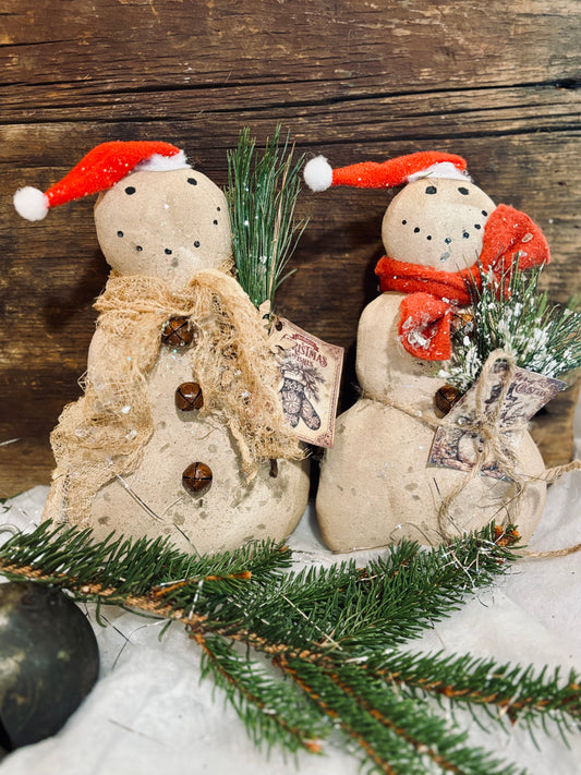 Primitive Christmas Winter Snowman, Snowman Ornie, Rustic Christmas Decor, Handmade Snowman, Christmas Winter Bowl Fillers