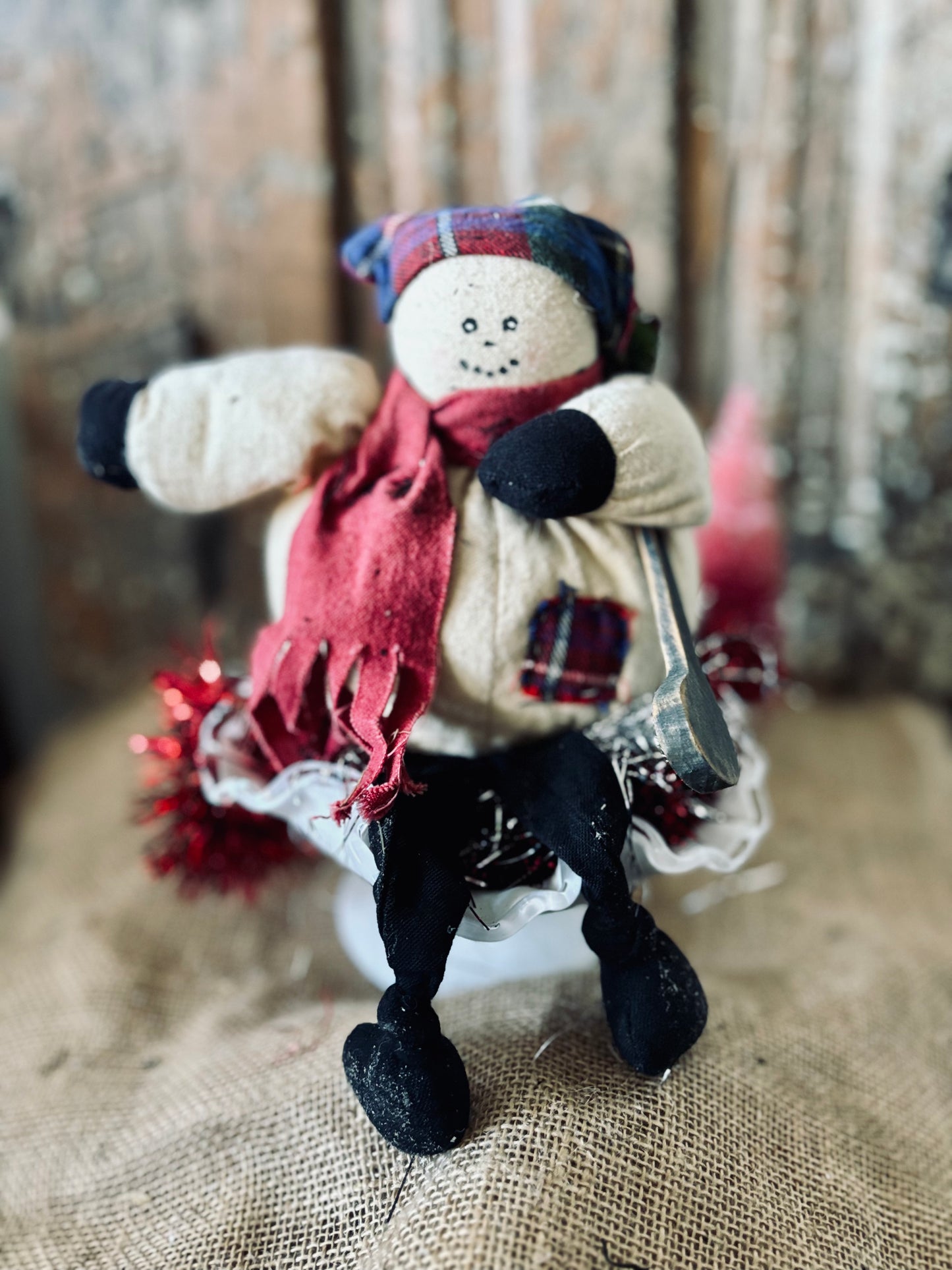 Primitive Winter Snowman Doll, Snowman Orinie, Snowmen, Snowmen Decor