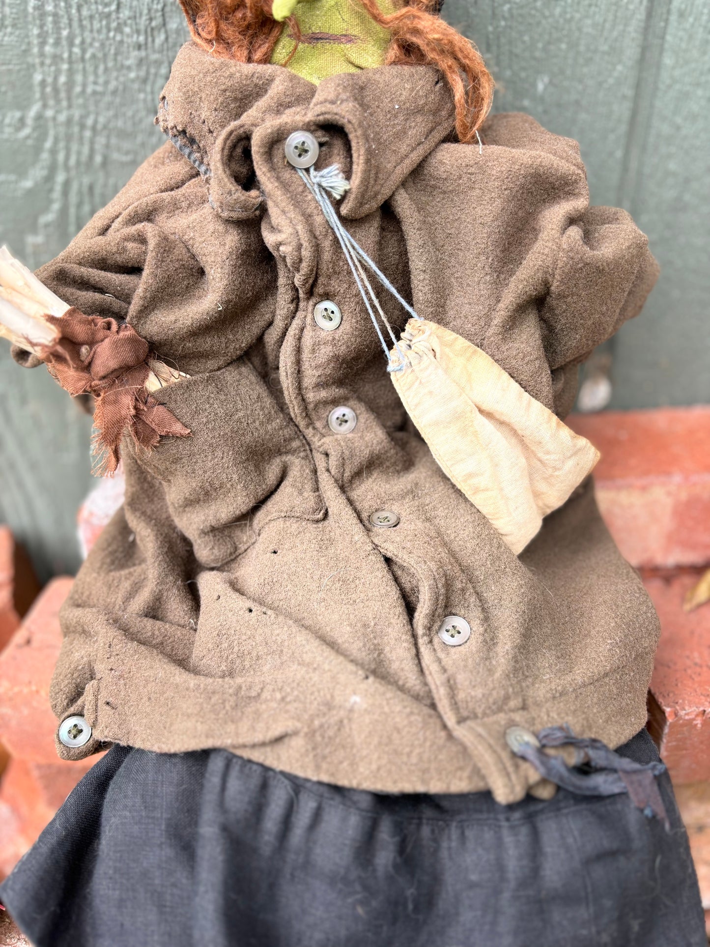 Primitive Halloween Old Witch, Old Hag Doll, Wicked Witch, Primitive Folk Art Doll, Early American Witch Doll