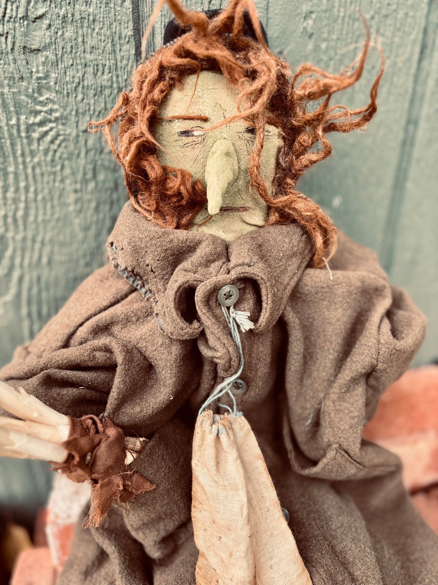 Primitive Halloween Old Witch, Old Hag Doll, Wicked Witch, Primitive Folk Art Doll, Early American Witch Doll