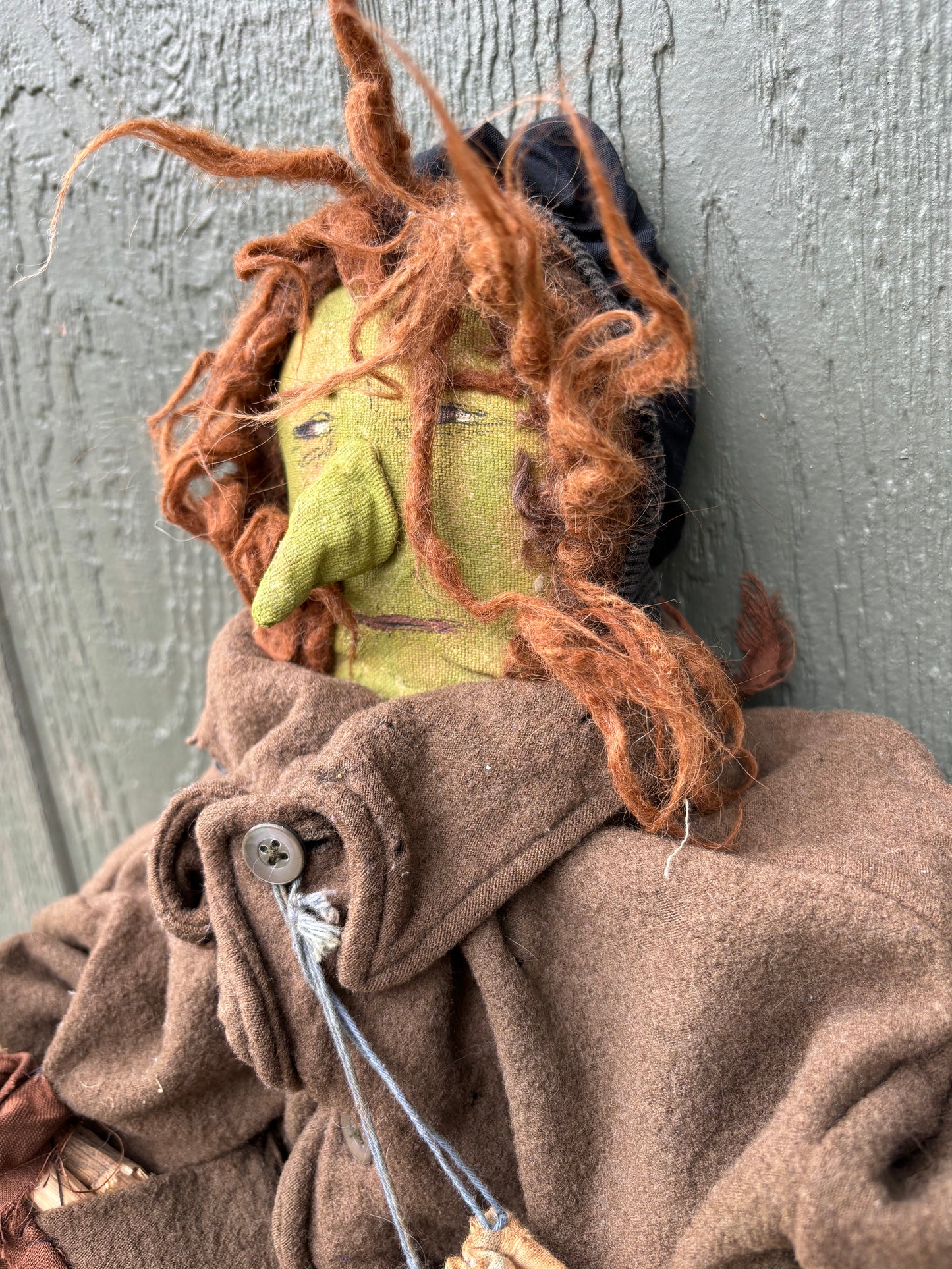 Primitive Halloween Old Witch, Old Hag Doll, Wicked Witch, Primitive Folk Art Doll, Early American Witch Doll