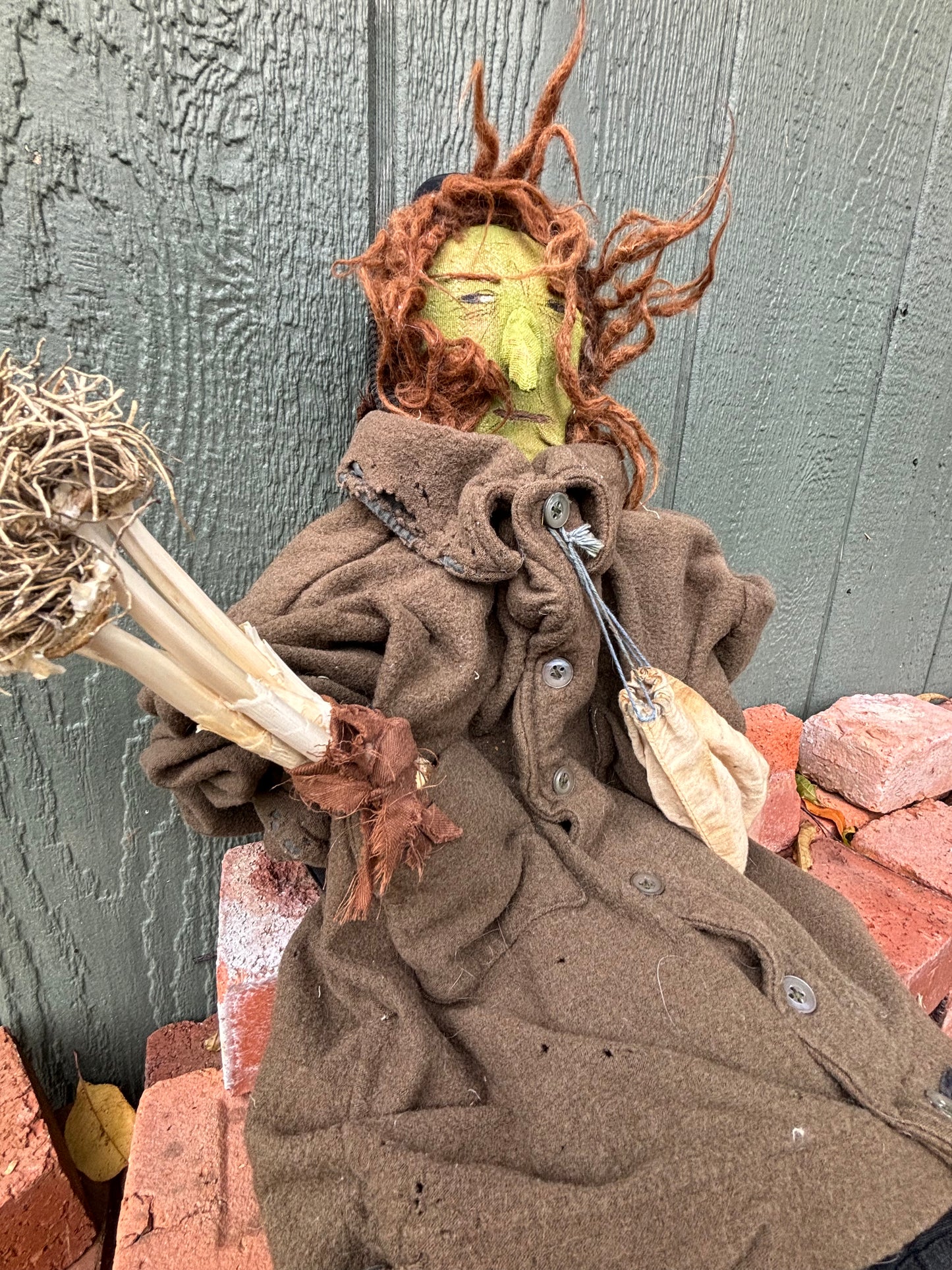 Primitive Halloween Old Witch, Old Hag Doll, Wicked Witch, Primitive Folk Art Doll, Early American Witch Doll