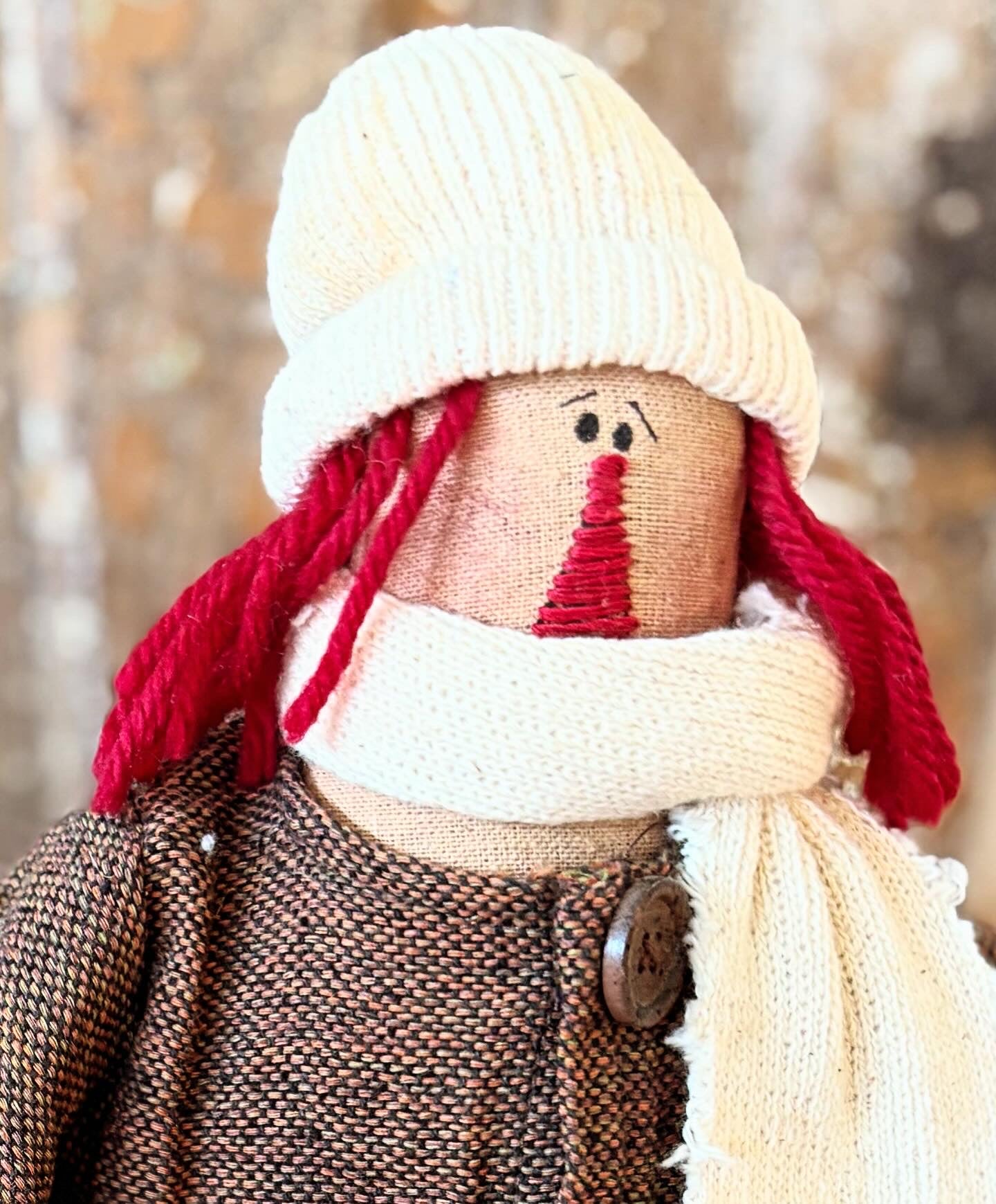 Primitive Handmade Raggedy Ann Doll, Handmade Winter Doll, Snowman Doll, Primitive Christmas Handmade, Handmade Doll, Christmas Holiday