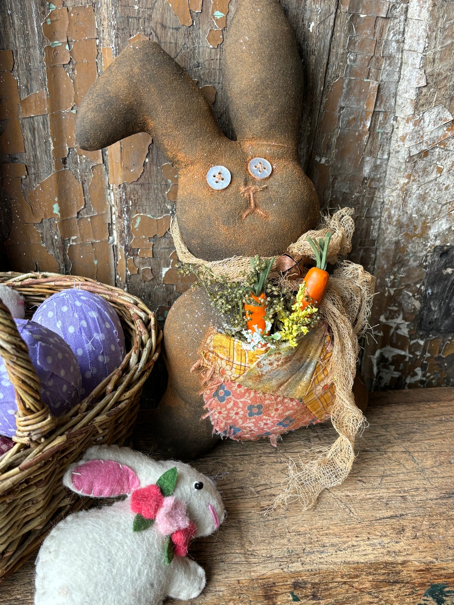 Primitive Chocolate Bunny~Primitive Easter Bunny~Primitive Easter Rabbit Doll~Primitive Spring~Primitive Garden~Primitive Decor~Farmhouse