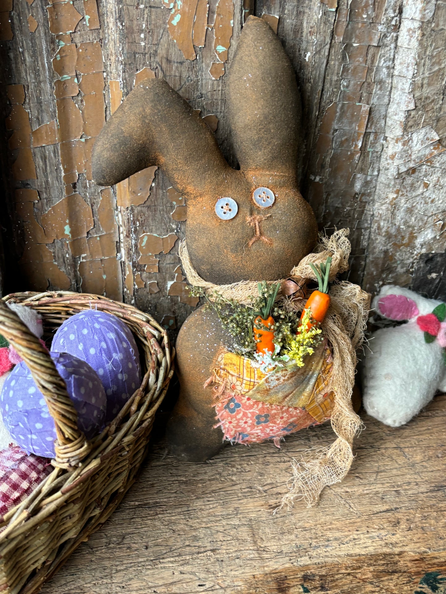 Primitive Chocolate Bunny~Primitive Easter Bunny~Primitive Easter Rabbit Doll~Primitive Spring~Primitive Garden~Primitive Decor~Farmhouse