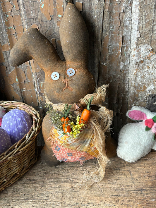 Primitive Chocolate Bunny~Primitive Easter Bunny~Primitive Easter Rabbit Doll~Primitive Spring~Primitive Garden~Primitive Decor~Farmhouse