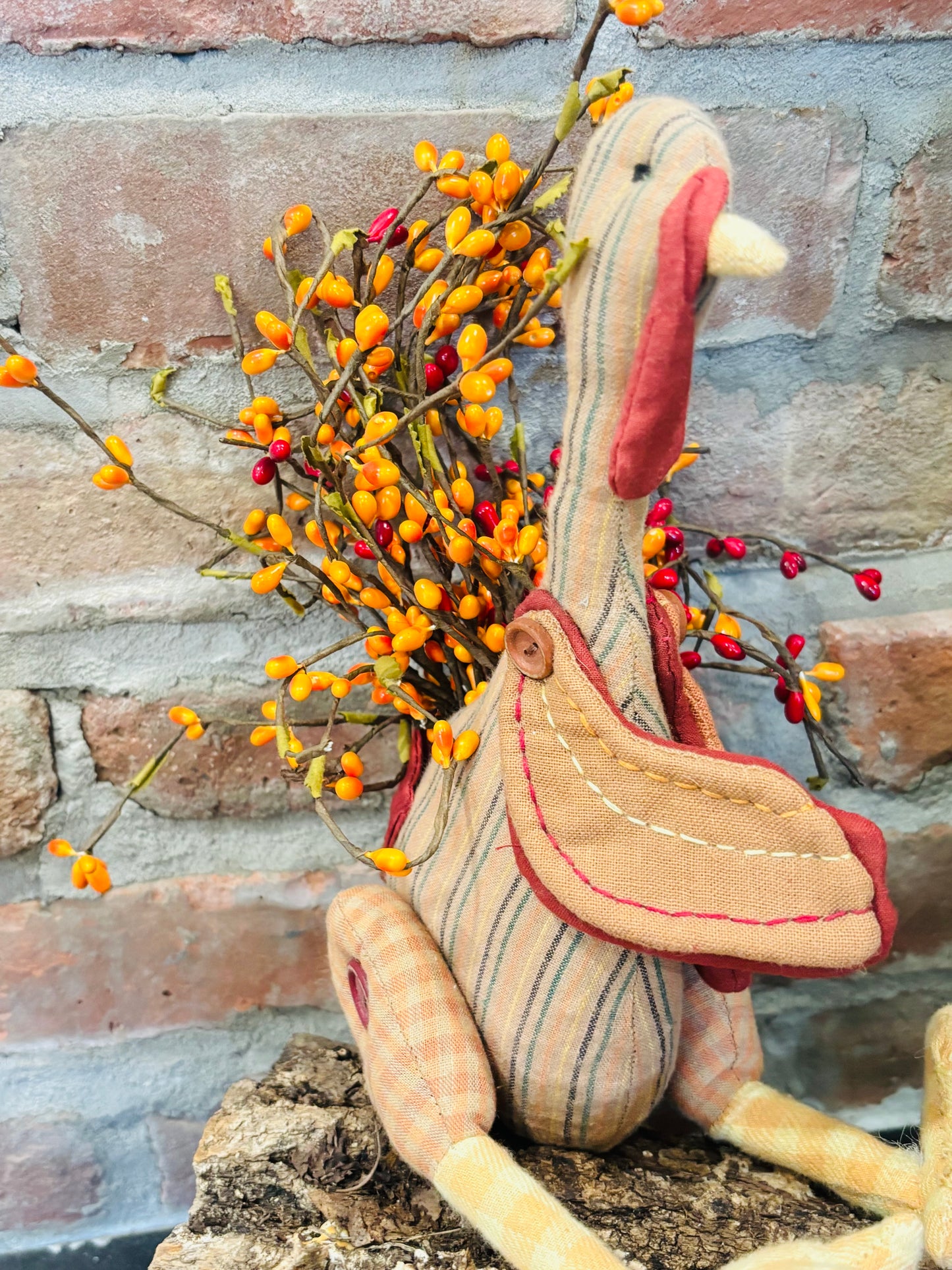 Handmade Primitive Turkey Doll, Primitive Thanksgiving Decor, Turkey decor