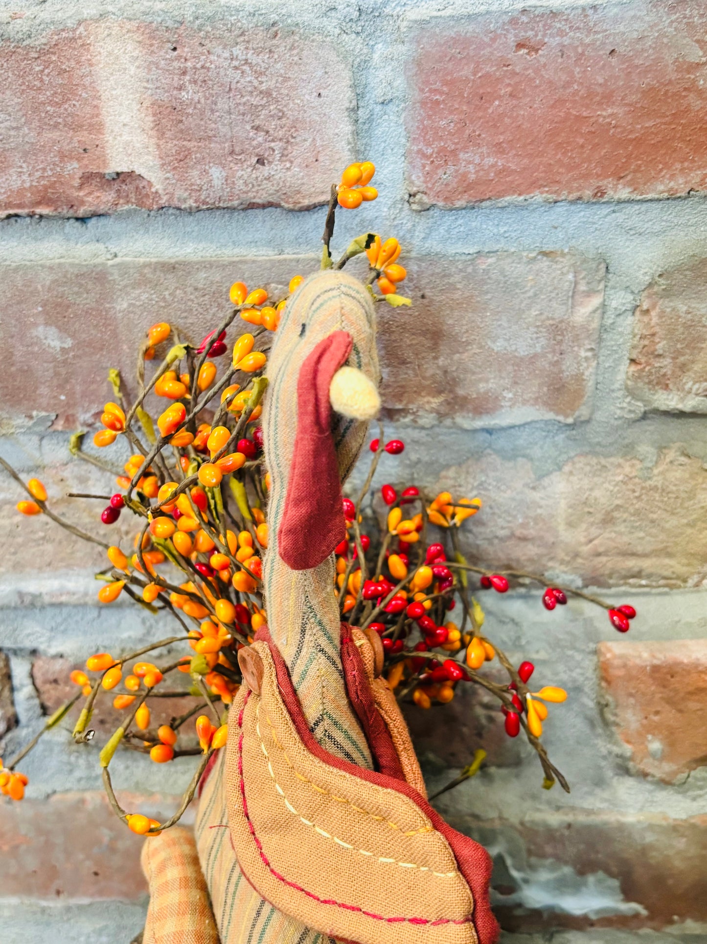 Handmade Primitive Turkey Doll, Primitive Thanksgiving Decor, Turkey decor