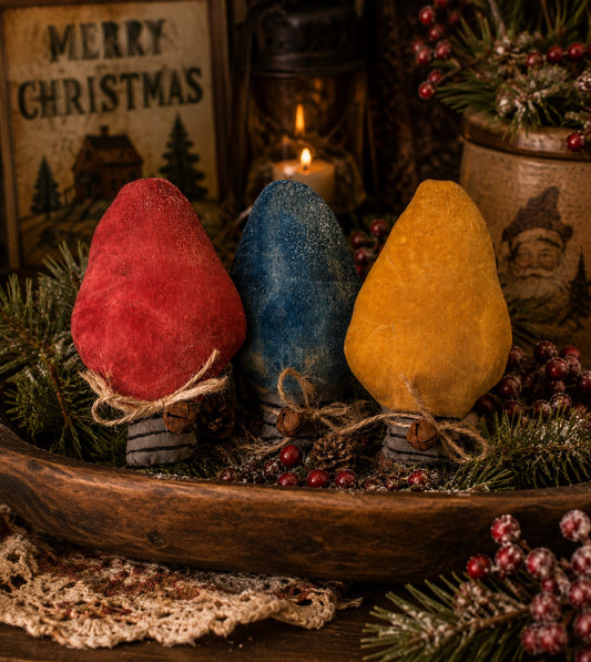 Primitive Christmas Bulbs Bowl Fillers - Ornies Primitive Decor - Holiday Decor
