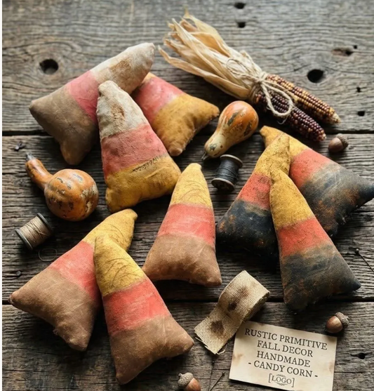 Handmade Rustic Primitive Candy Corn Set | Vintage Style Fall Bowl Fillers & Halloween Farmhouse Decor