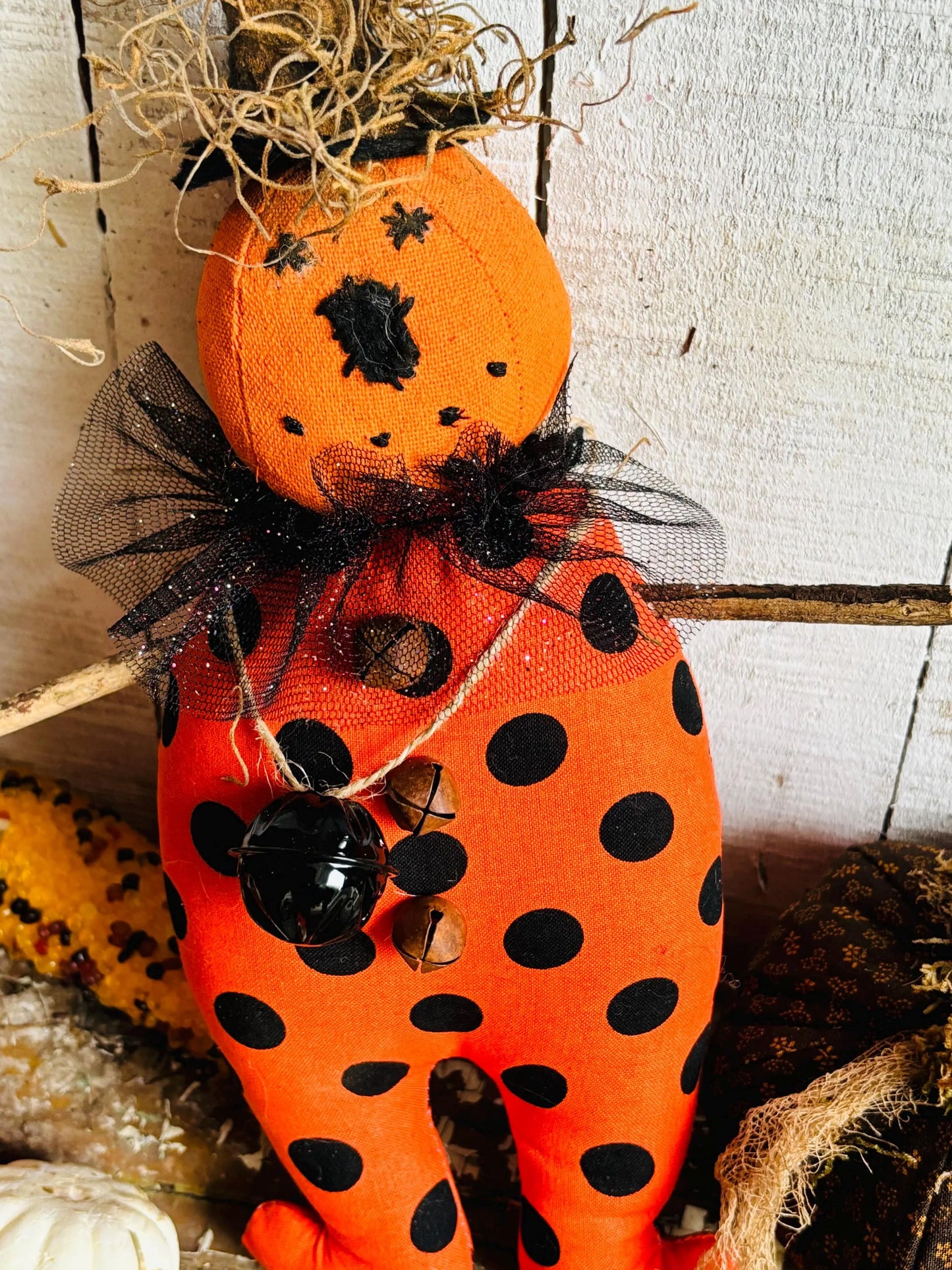 Handmade Primitive Pumpkin Doll, Halloween Witch Doll, Pumpkin Man, Handmade Pumpkins, Fall Decor, Home Decor, Handmade Witch Doll