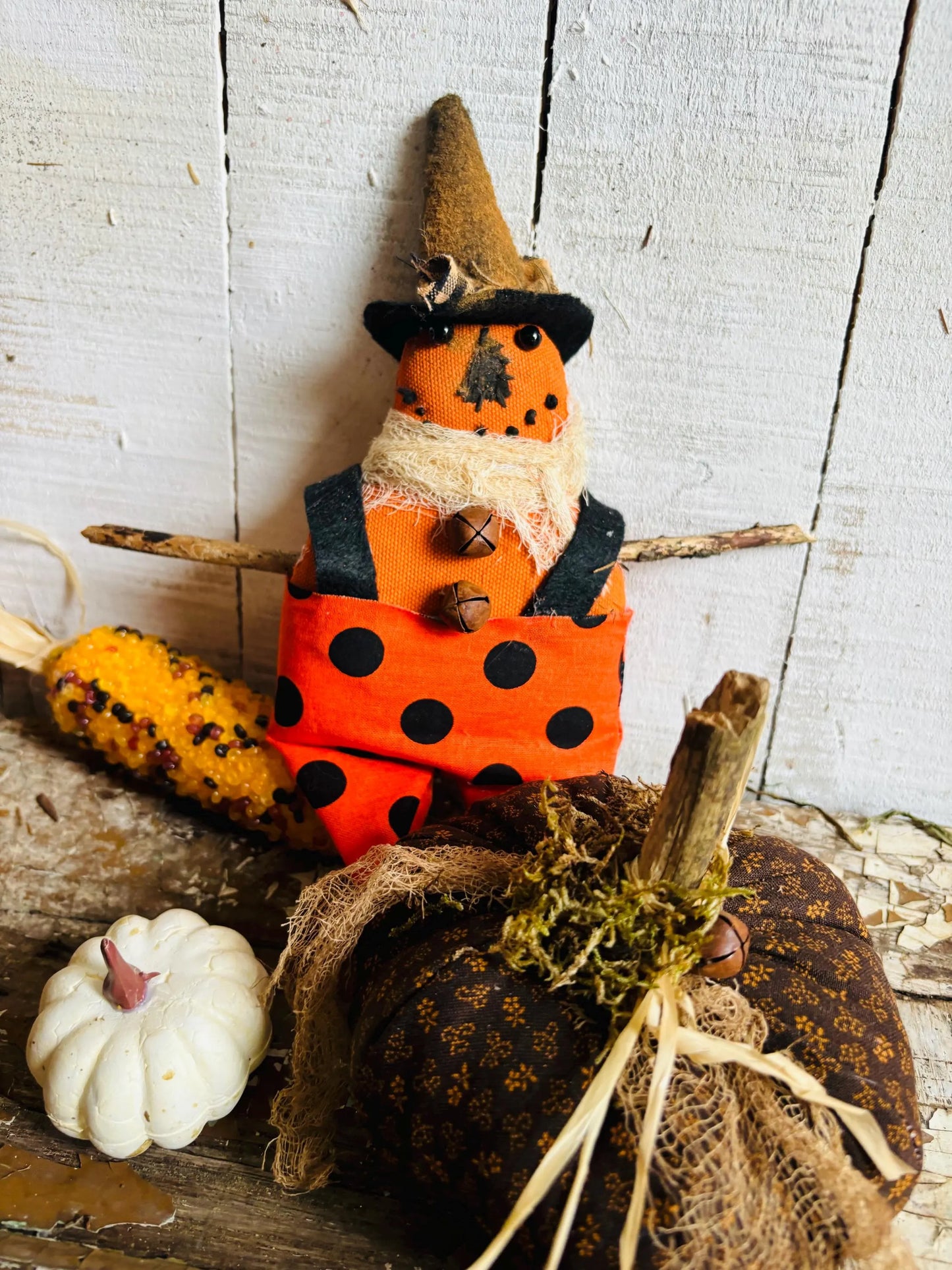 Handmade Primitive Pumpkin Doll, Halloween Witch Doll, Pumpkin Man, Handmade Pumpkins, Fall Decor, Home Decor, Handmade Witch Doll