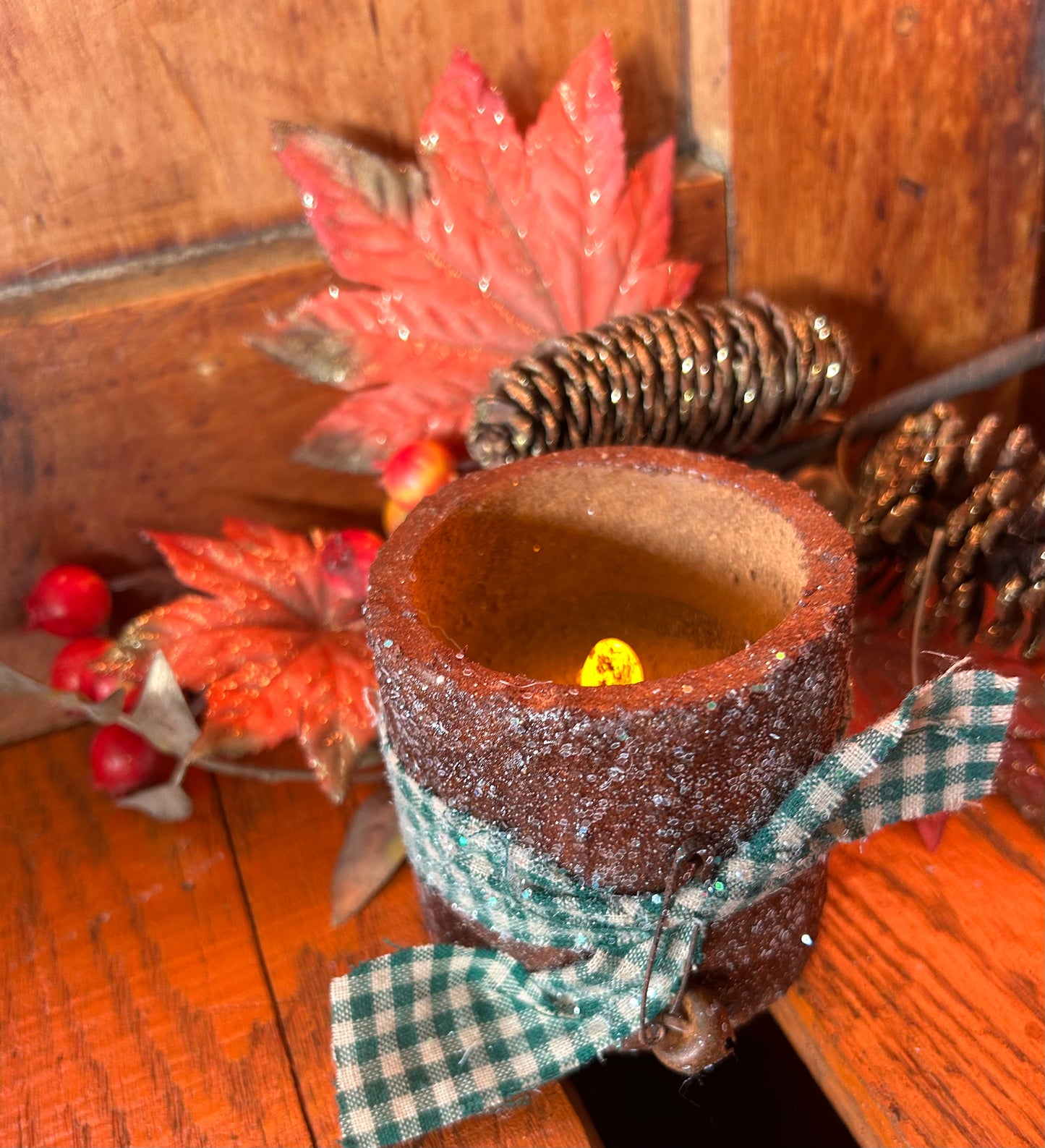 Primitive Grubby Pillar Candle, Battery Operated Primitive Candle, Grubby Fall Candle, Flicker Country Primitive Farmhouse Decor