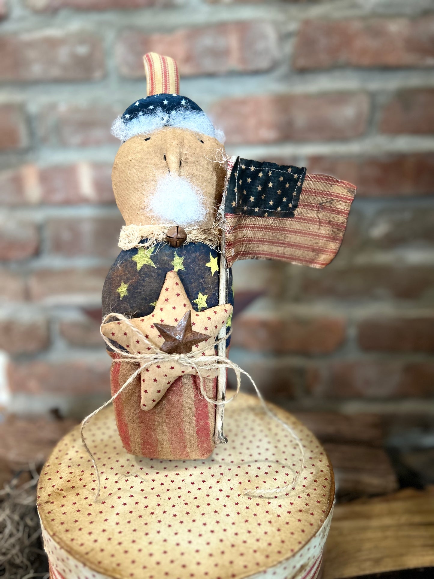 ONE Primitive Uncle Sam Stump Doll ~ Primitive Uncle Sam ~ Prim Uncle Sam ~ Primitive Patriotic ~ Primitive Americana