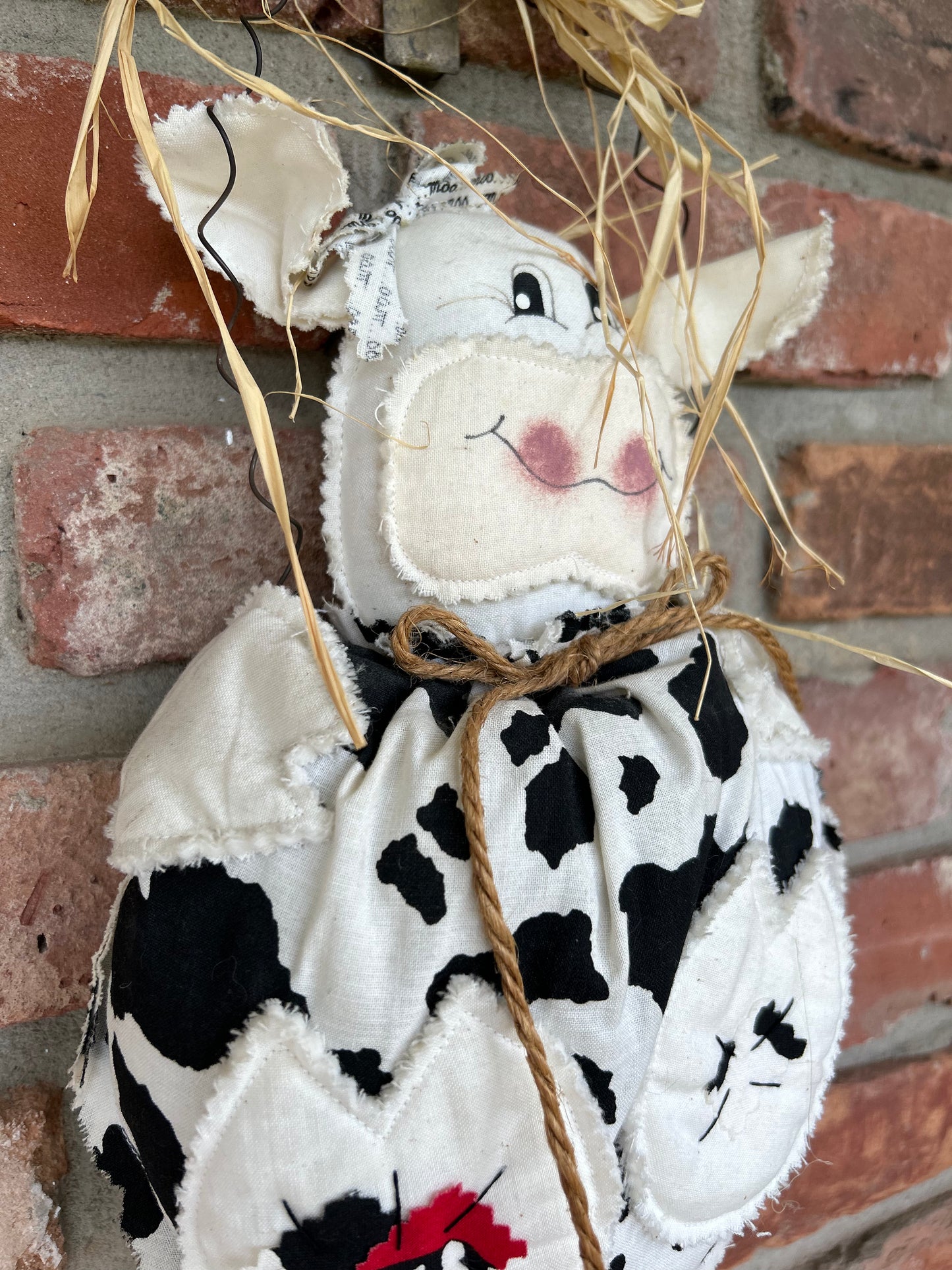 Primitive Handmade Hanging Cow, Primitive Country Cow, Hand painted Cow Decor, Primitive Home Decor, Wall Decor