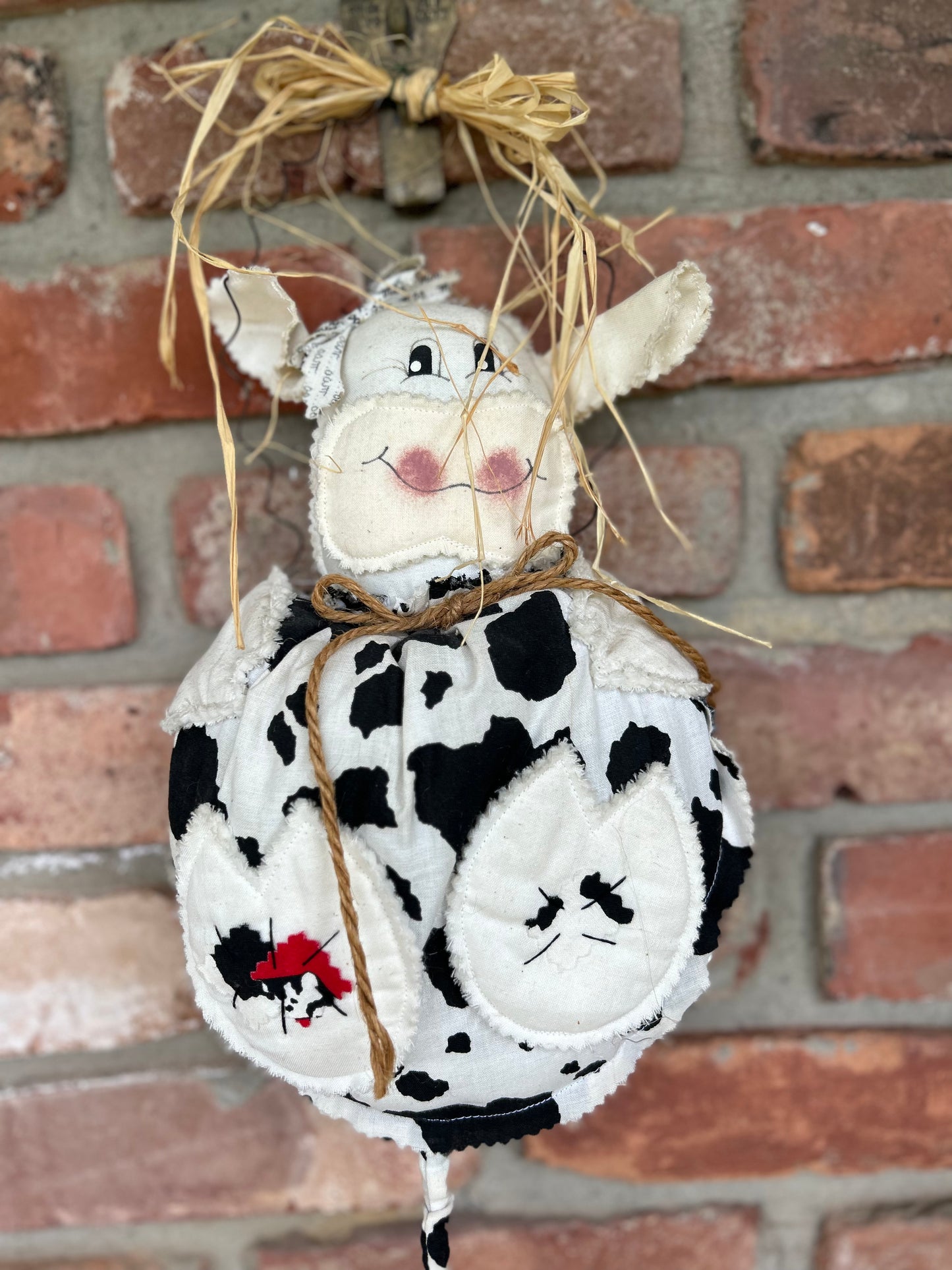 Primitive Handmade Hanging Cow, Primitive Country Cow, Hand painted Cow Decor, Primitive Home Decor, Wall Decor