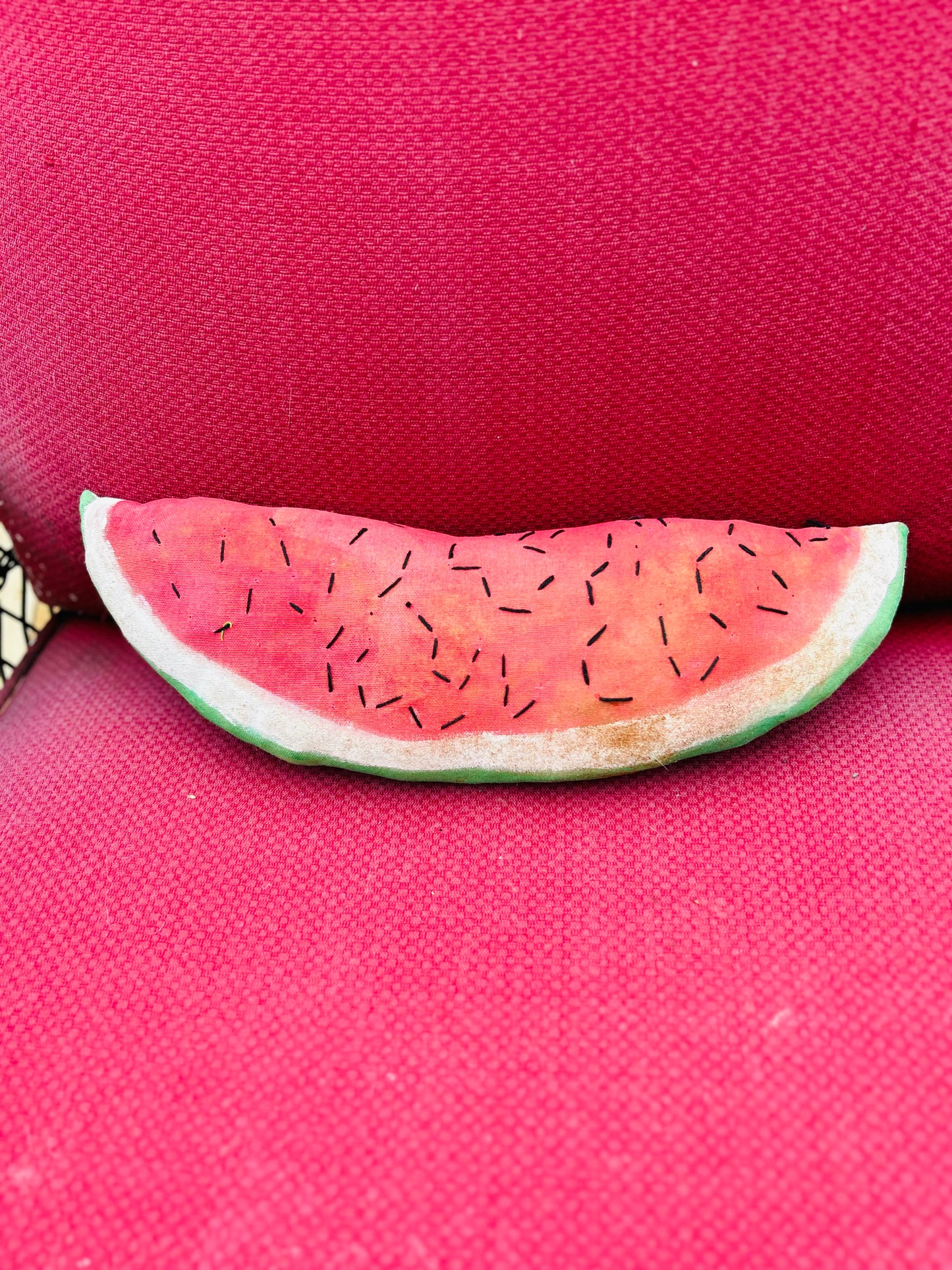 Primitive Handmade Decorative Watermelon Pillow, Summer Pillow, Rustic Watermelon Pillow