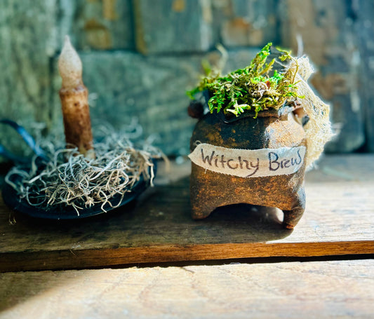 Primitive Witches Brew Cauldron, Primitive Halloween Decor, Witch Cauldron, Witchy, Fall Decor