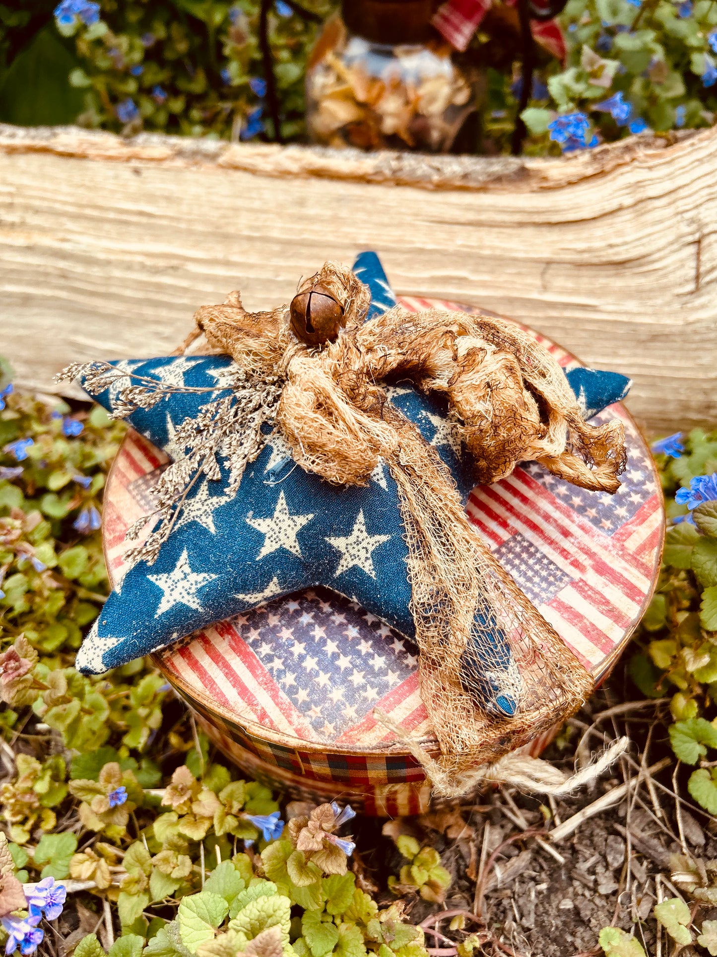 Primitive Patriotic Shaker Box & Star Primitive Shaker Box~Primitive Hat Box~Americana Style~Primitive Home Decor~Primitive Home