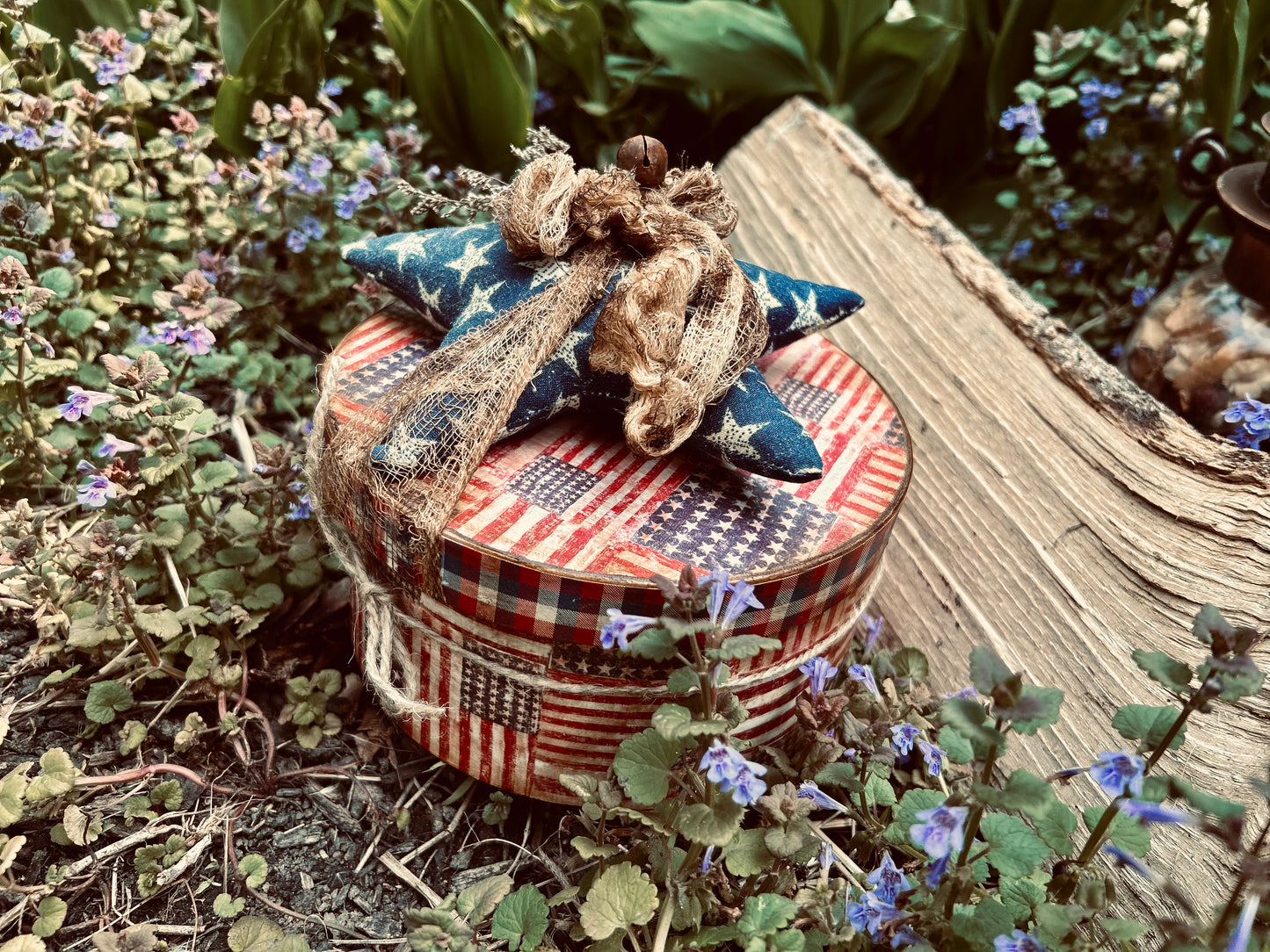 Primitive Patriotic Shaker Box & Star Primitive Shaker Box~Primitive Hat Box~Americana Style~Primitive Home Decor~Primitive Home