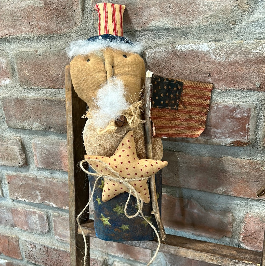 Primitive Americana 1776 Uncle Sam Stump Doll/ Patriotic Decor/ 4th of July/ Americana Decor Blue