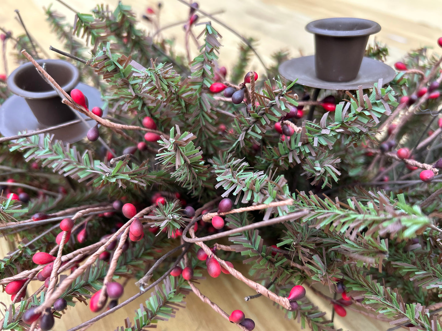 Primitive Rustic Woodland Candleabra centerpiece, Woodland Farmhouse table scape candle holder