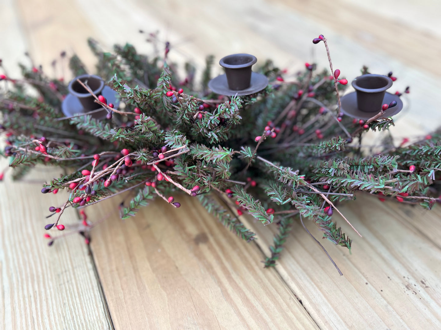 Primitive Rustic Woodland Candleabra centerpiece, Woodland Farmhouse table scape candle holder