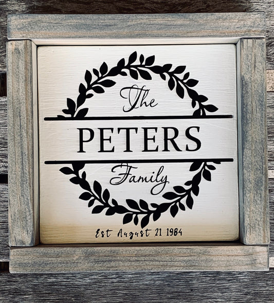 Tiered tray framed sign customized last name wedding anniversary gift