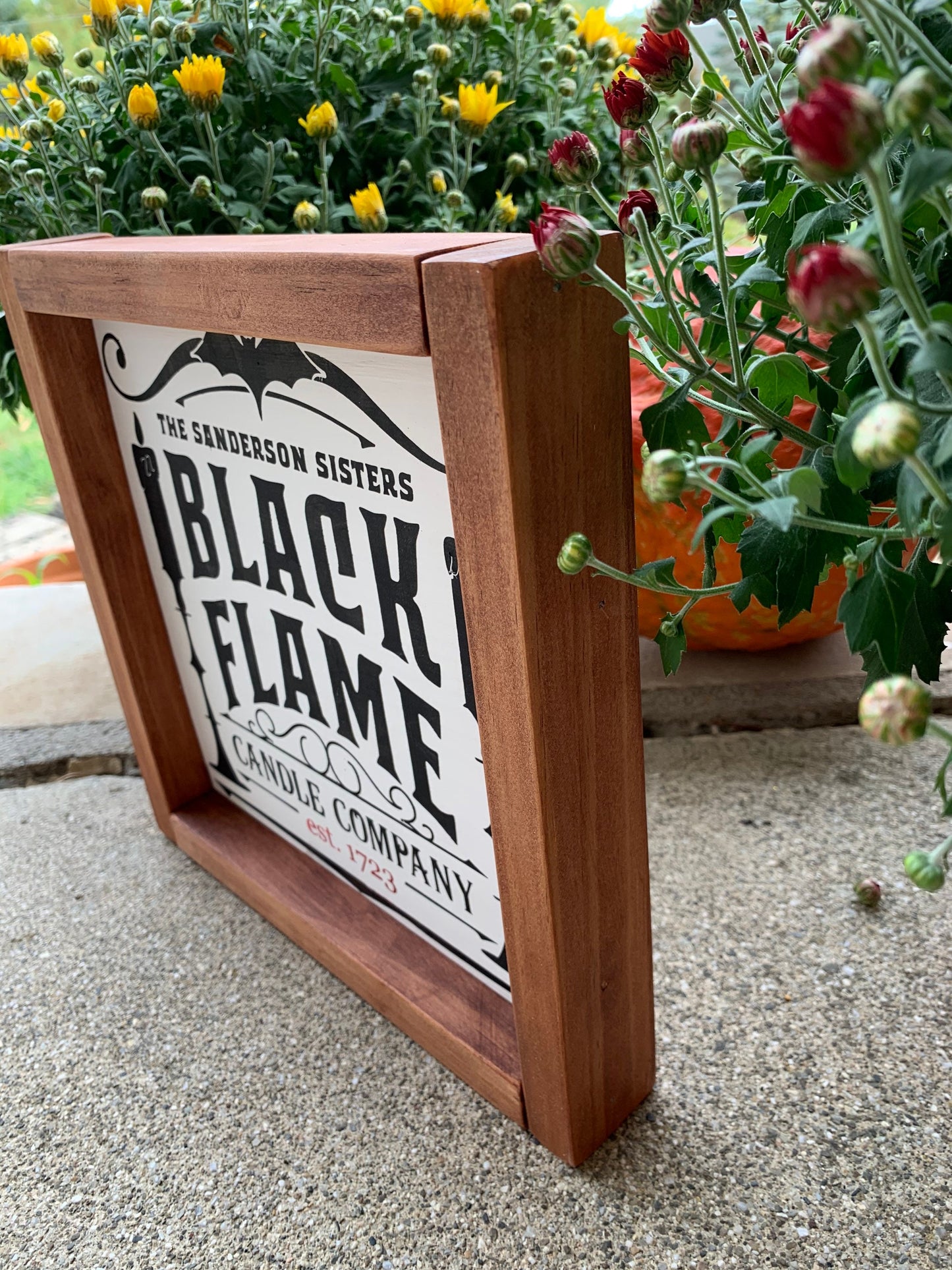 Framed Halloween Wooden Sign Black Flame Candle Hocus Pocus Farmhouse decor Halloween decor