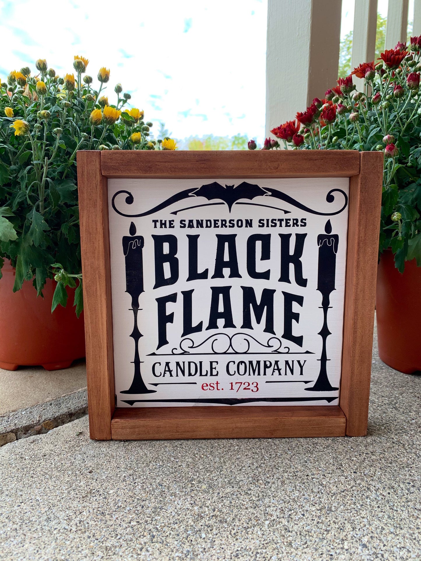 Framed Halloween Wooden Sign Black Flame Candle Hocus Pocus Farmhouse decor Halloween decor