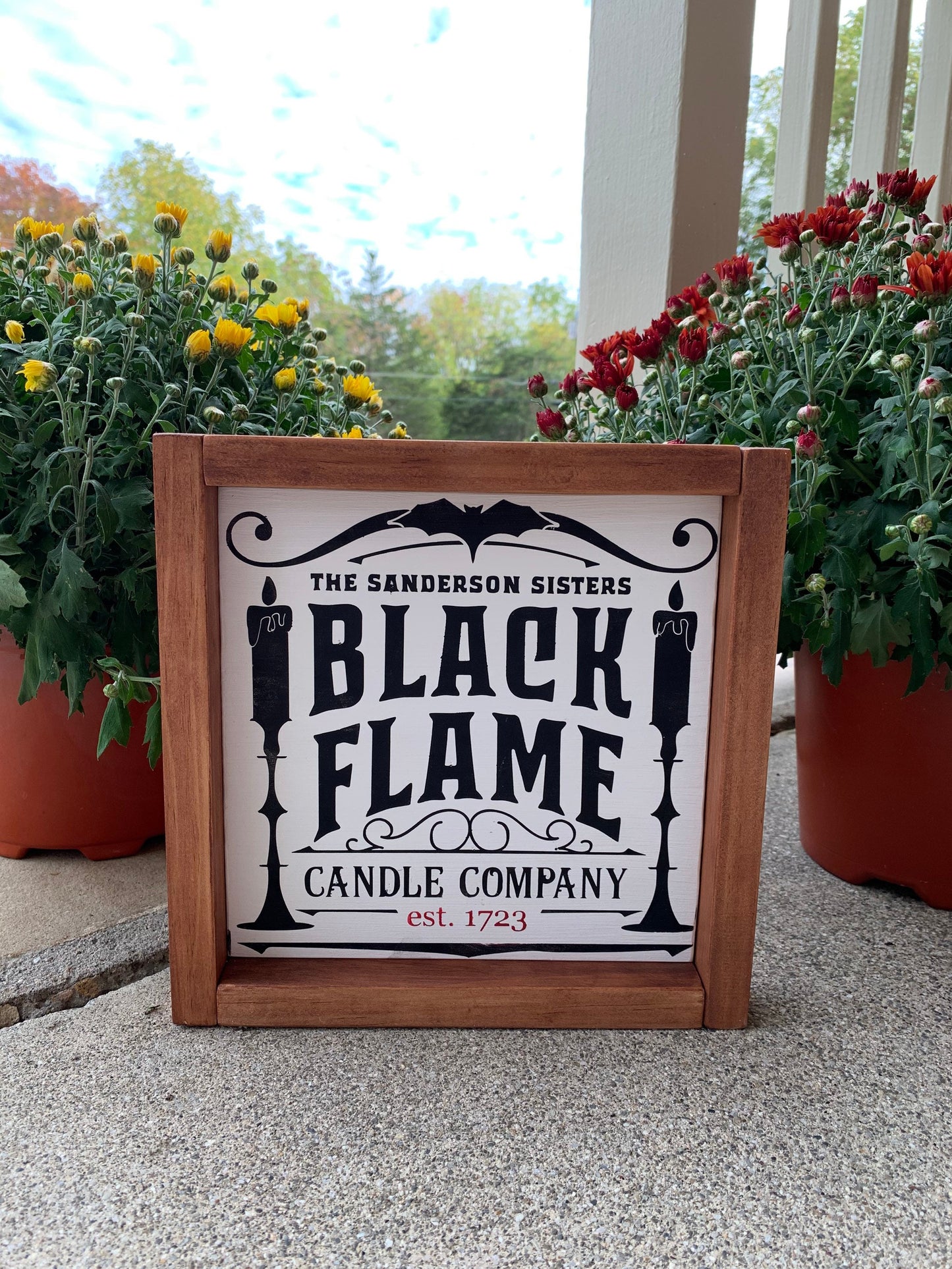 Framed Halloween Wooden Sign Black Flame Candle Hocus Pocus Farmhouse decor Halloween decor