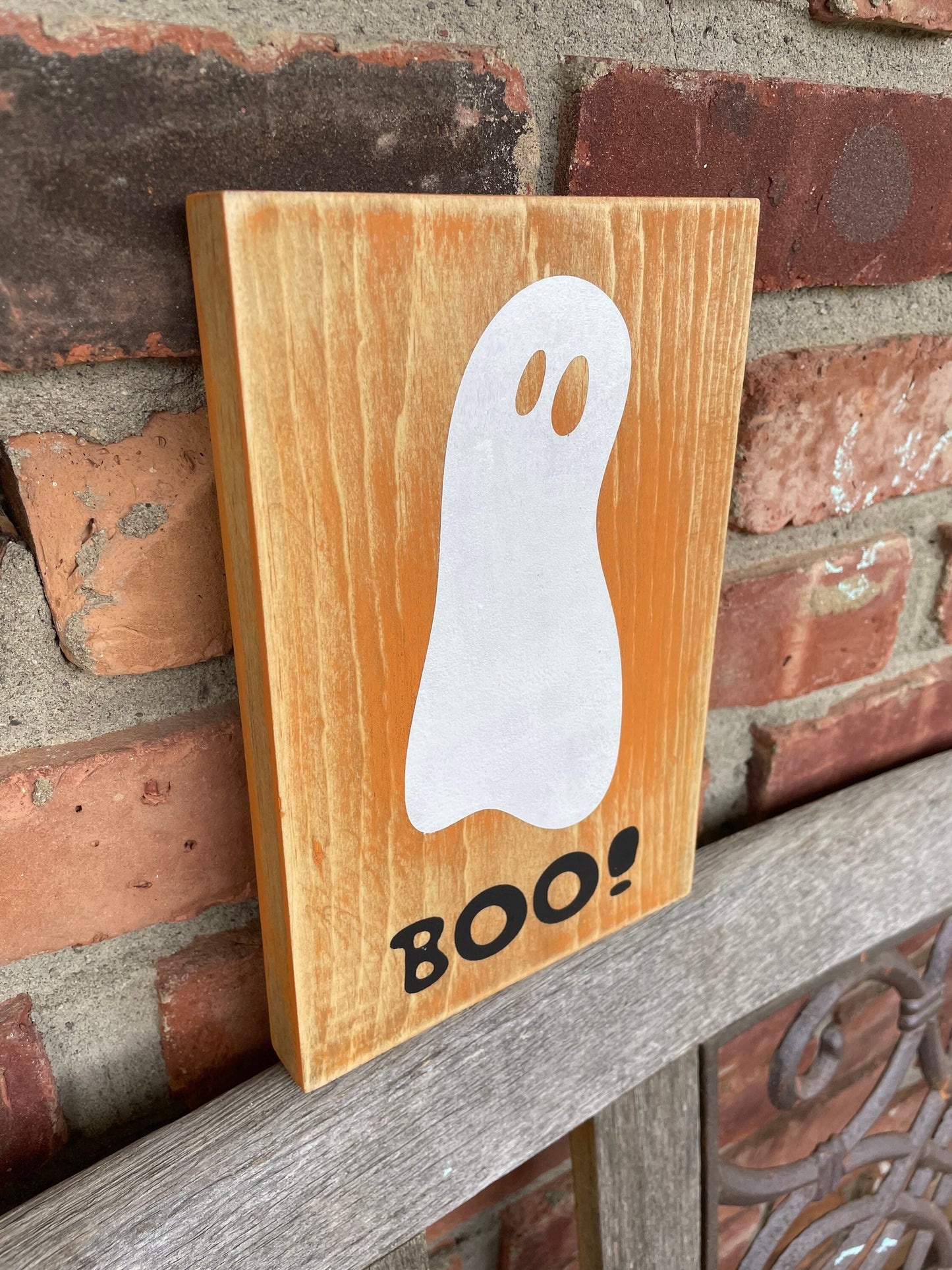 Distressed Halloween Sign Ghost Boo Rustic Sign Farmhouse Decor