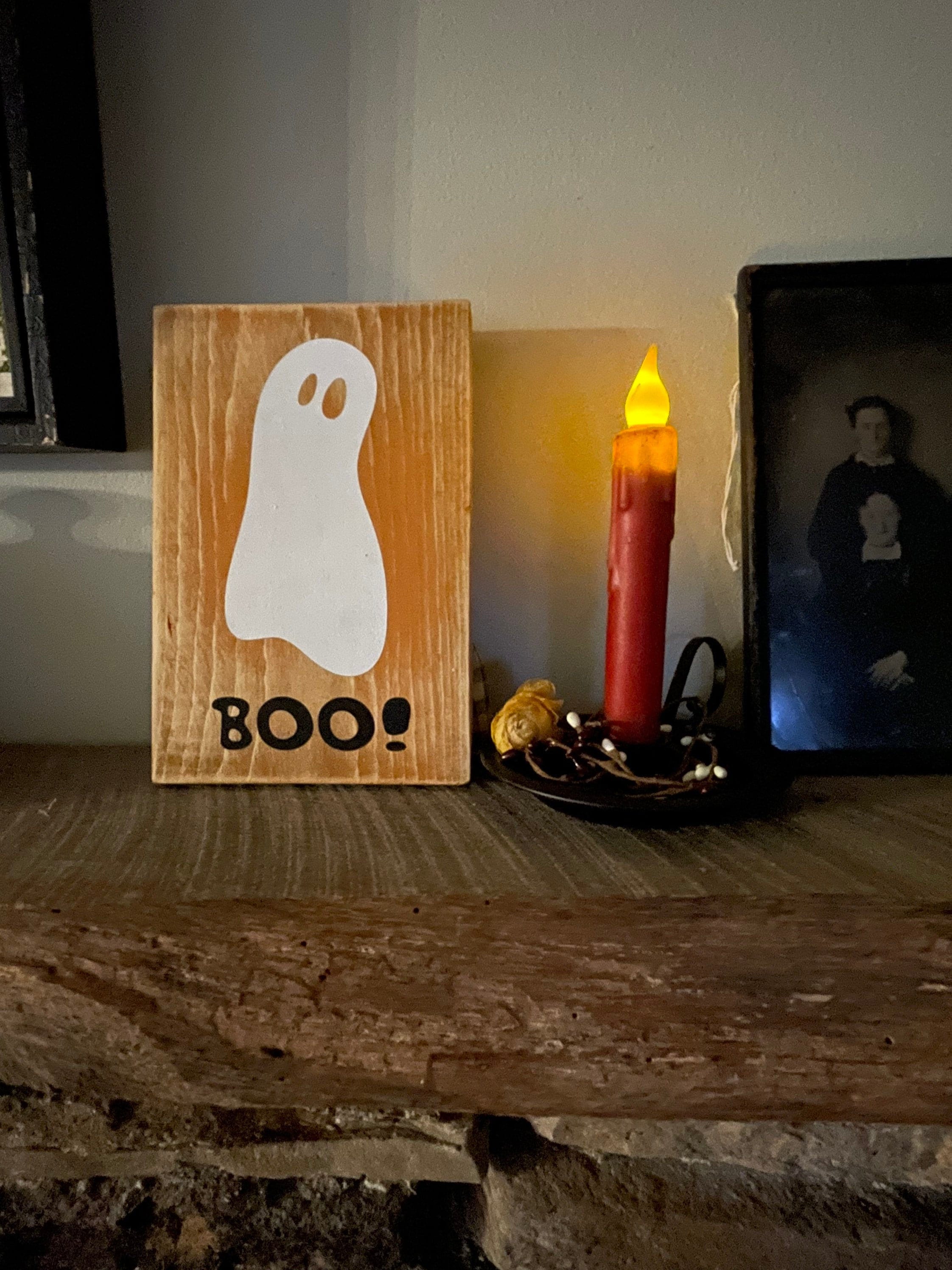 Rustic Boo Sign Distressed Halloween Sign Ghost Boo Rustic Sign Farmhouse Decor ...