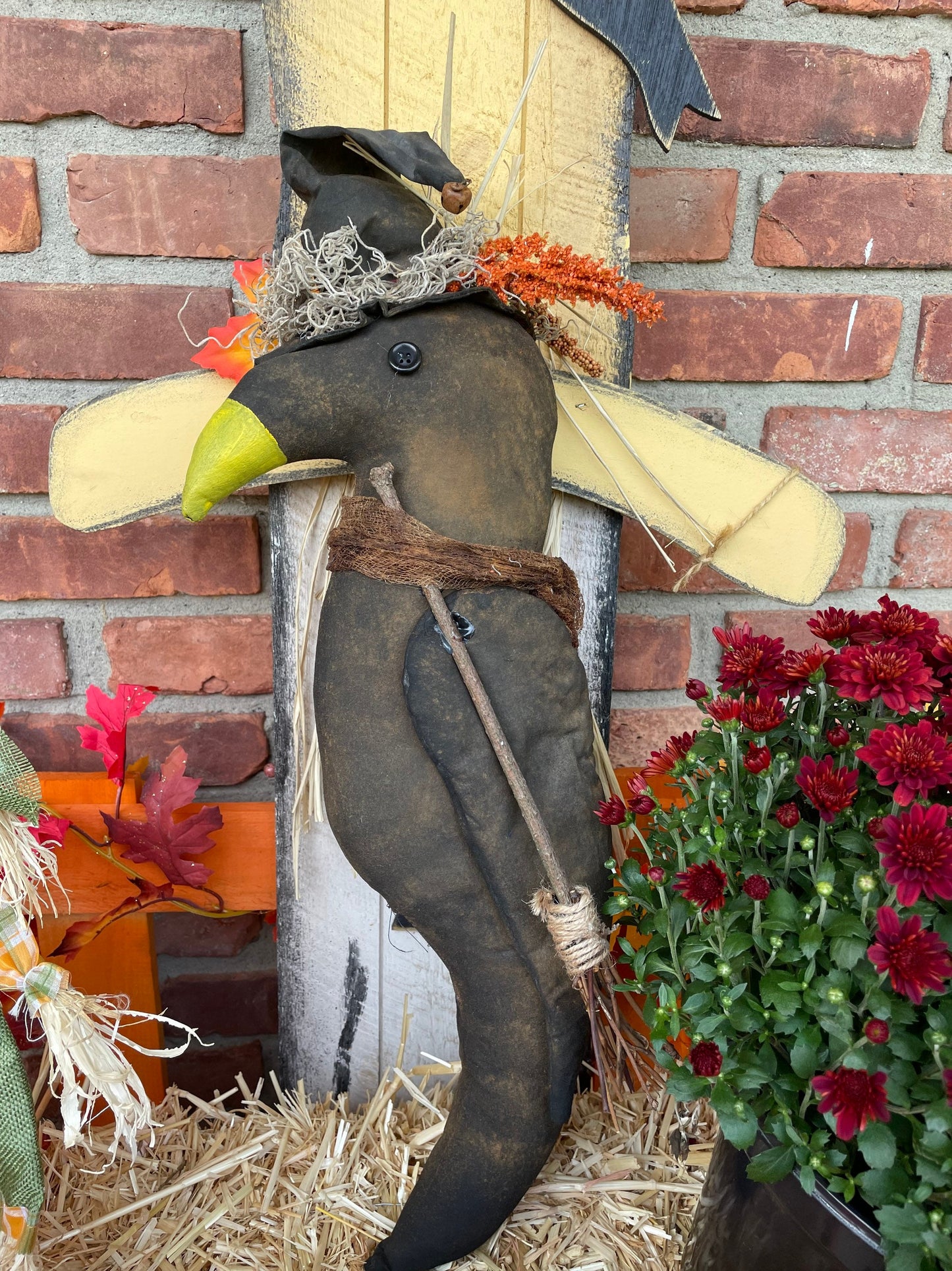 Primitive Witchy Crow Halloween Decor - Primitive Decor - Fall Decor