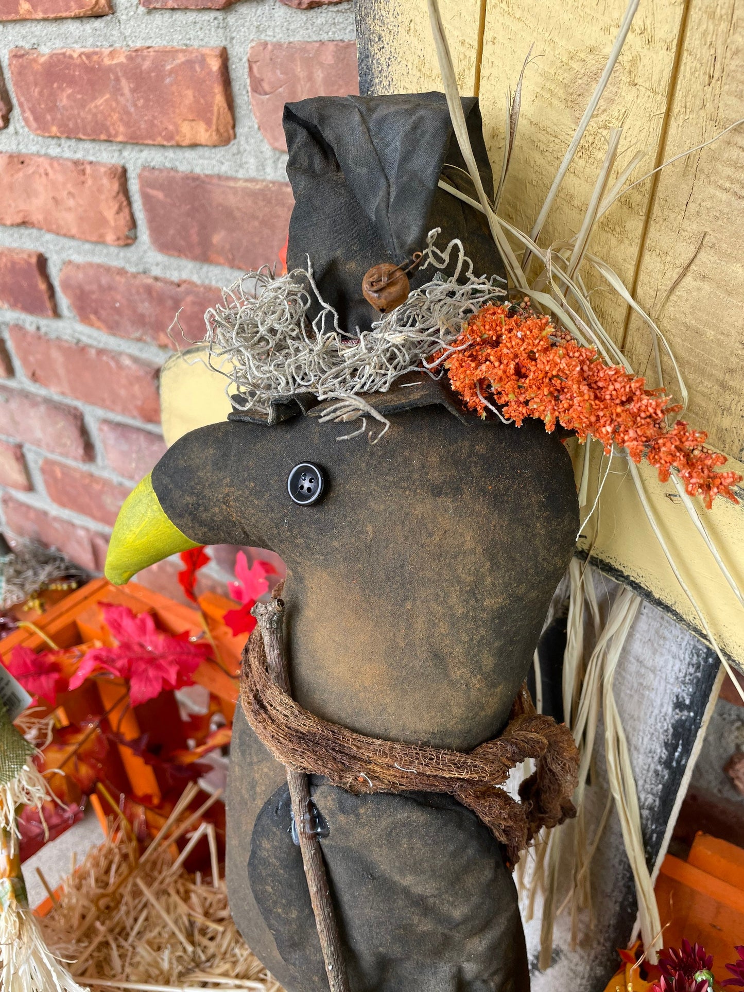 Primitive Witchy Crow Halloween Decor - Primitive Decor - Fall Decor