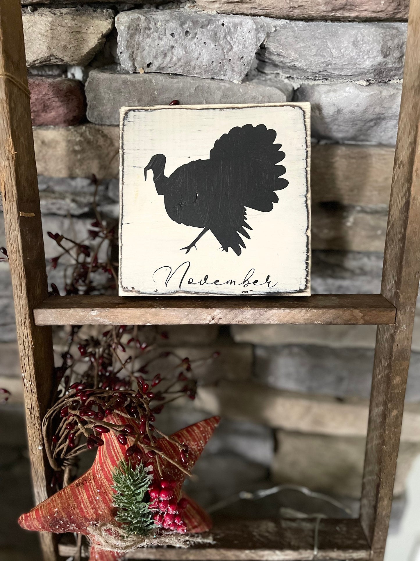 Primitive Thanksgiving Tiered Tray Wooden Sign - Thanksgiving Decor