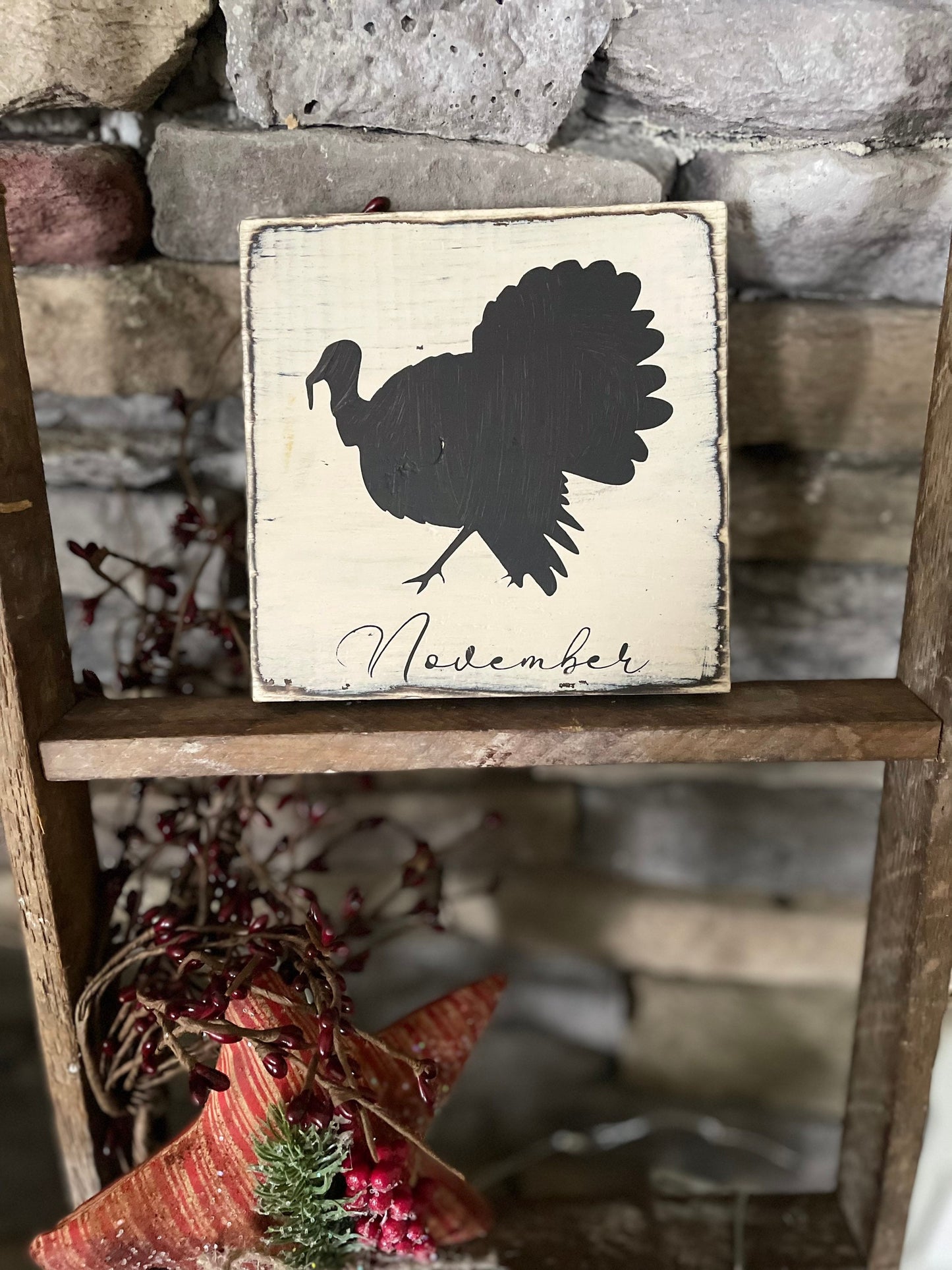 Primitive Thanksgiving Tiered Tray Wooden Sign - Thanksgiving Decor