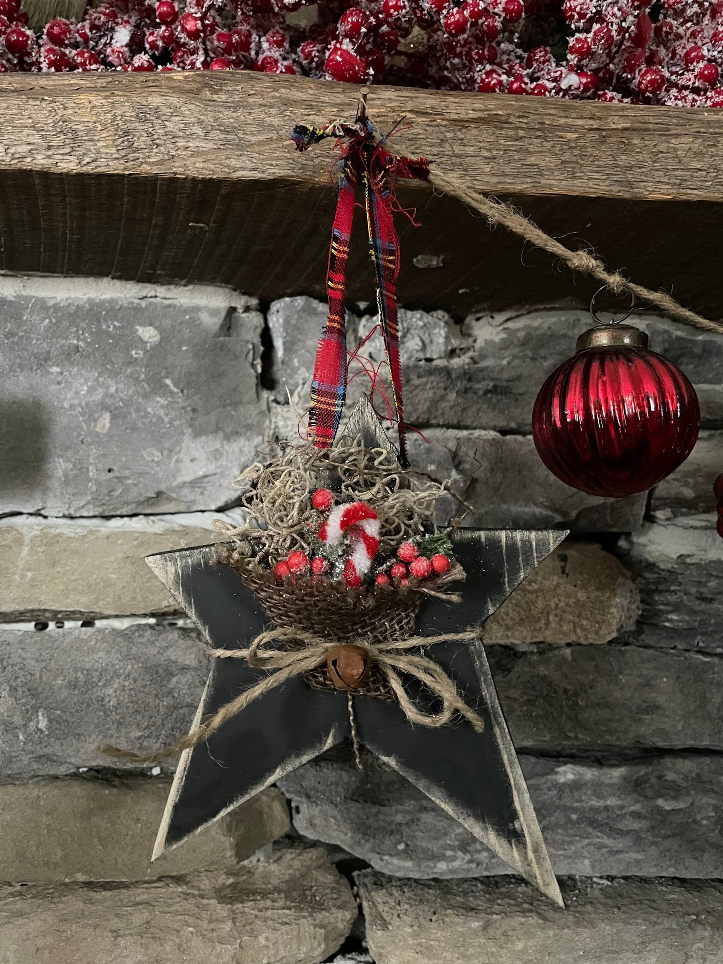 Primitive Star Ornament Wall Decor Rustic Black Distressed