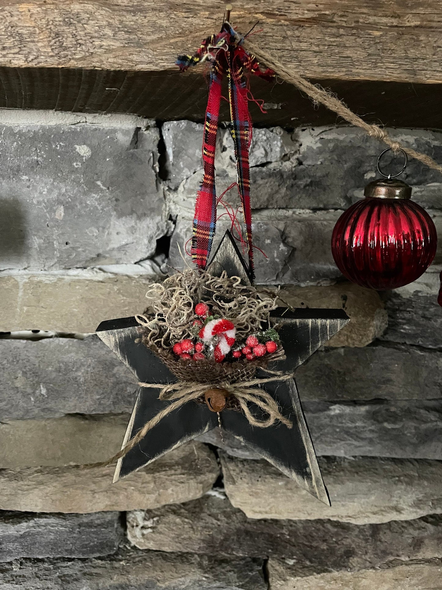 Primitive Star Ornament Wall Decor Rustic Black Distressed