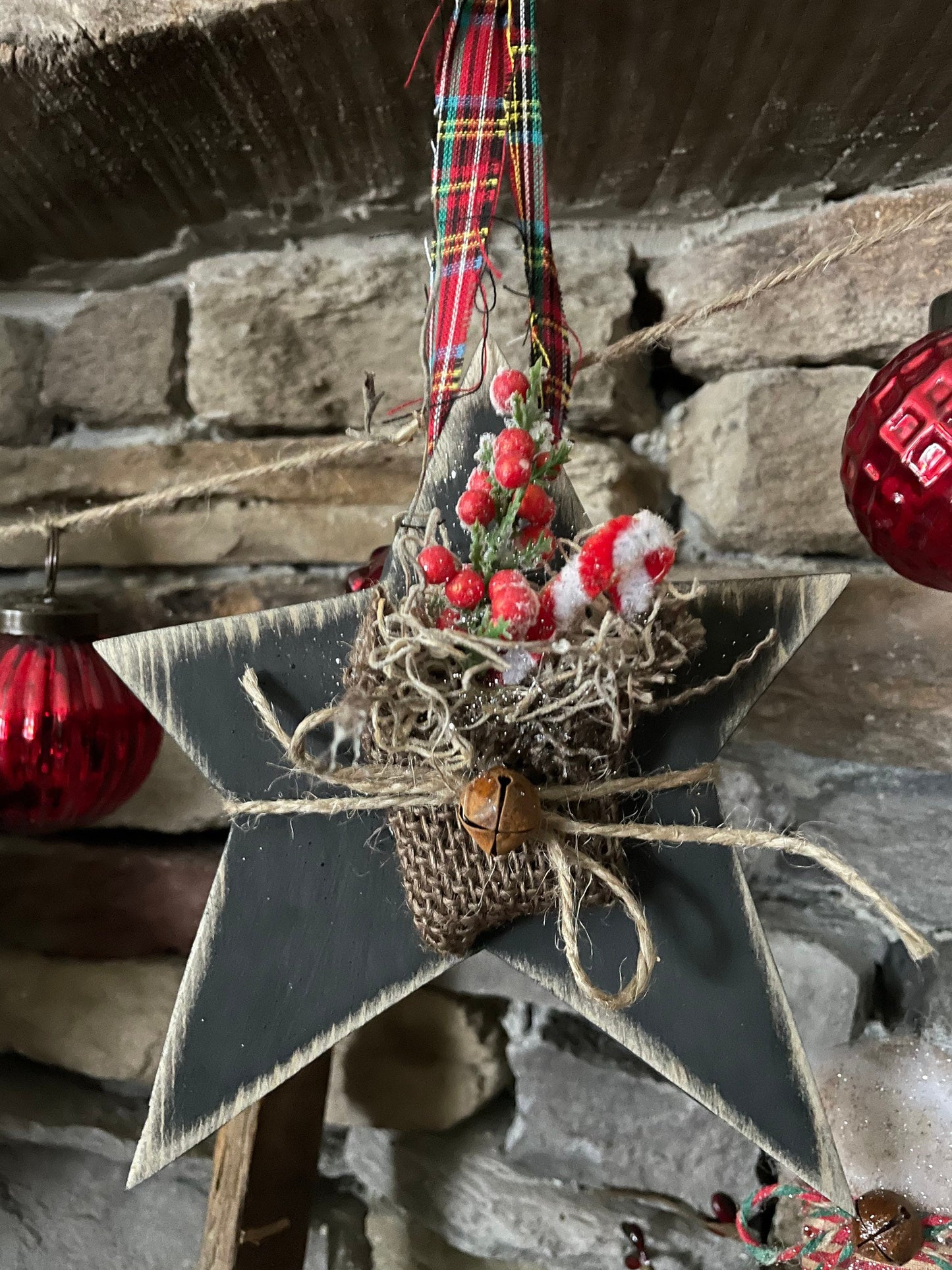 Primitive Star Ornament Wall Decor Rustic Black Distressed