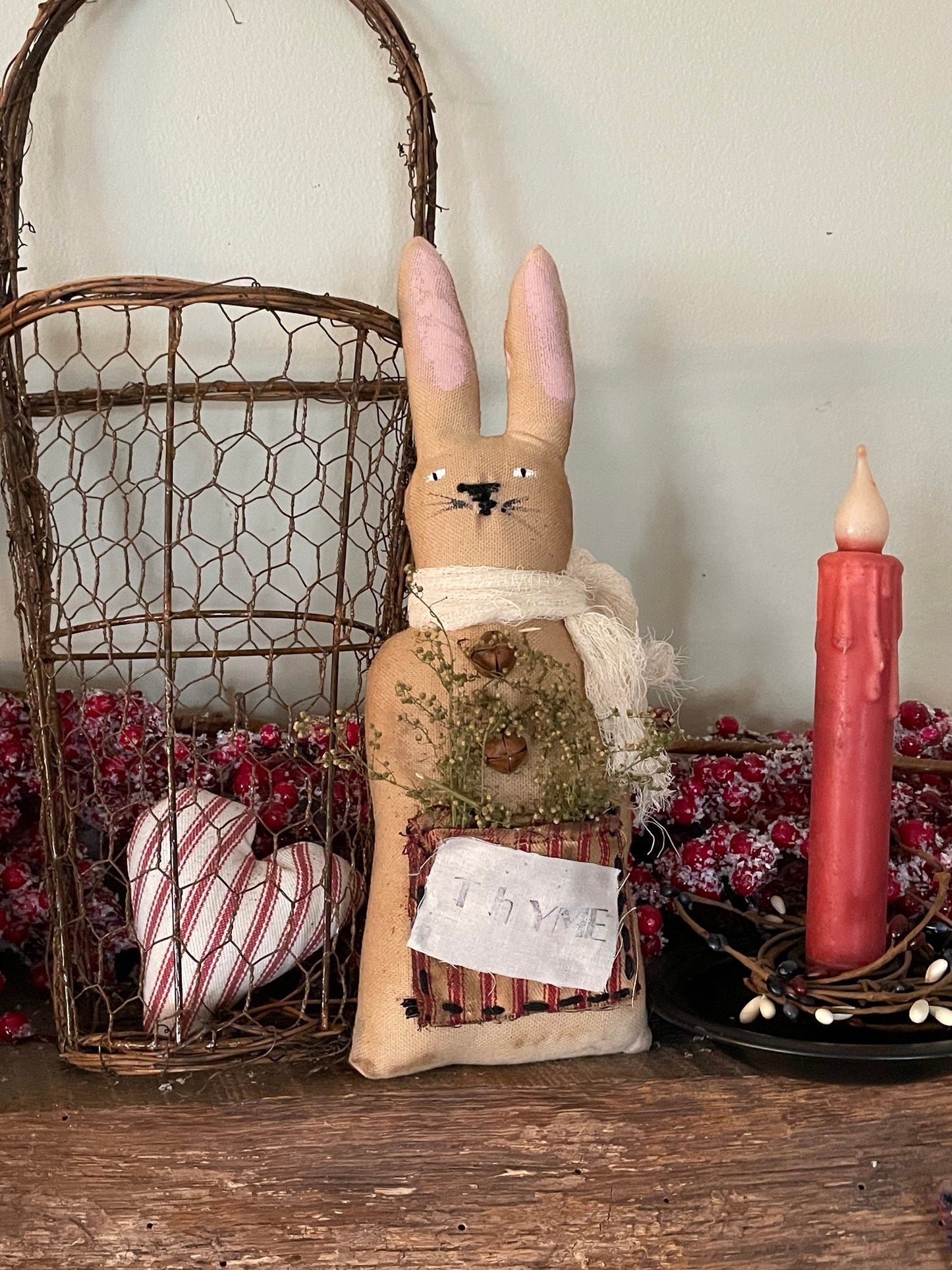 Primitive Spring Easter Bunny Doll Ornie - Primitive Dolls -Primitive Spring Decor