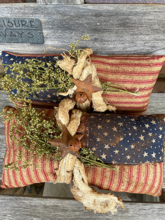 Primitive Patriotic Pillow Tucks Americana Decor - Fourth of July Decor