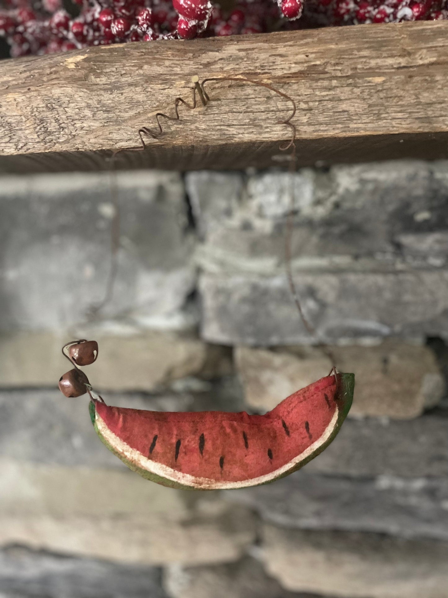 Primitive Watermelon Summer Hanging Ornie - Primitive Ornament -Primitive decor