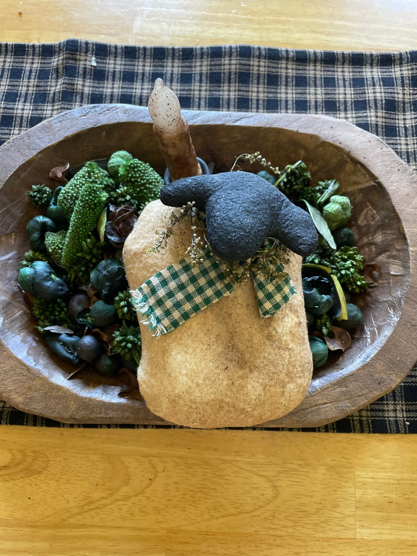 Primitive Wool Sheep Ornie - Primitive Bowl Fillers - Spring Summer Decor -Primitive Folk Art