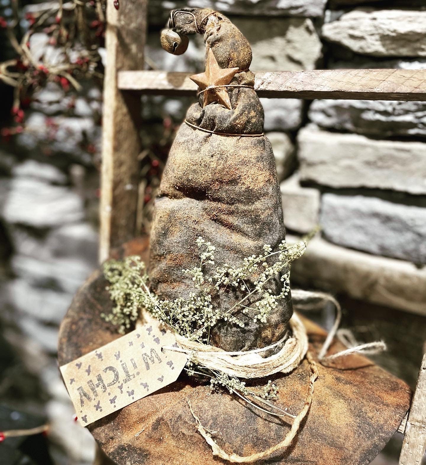 Primitive Old Witch’s Hat - Primitive Halloween Decor - Witchy - Primitive Witch - Autumn Decor