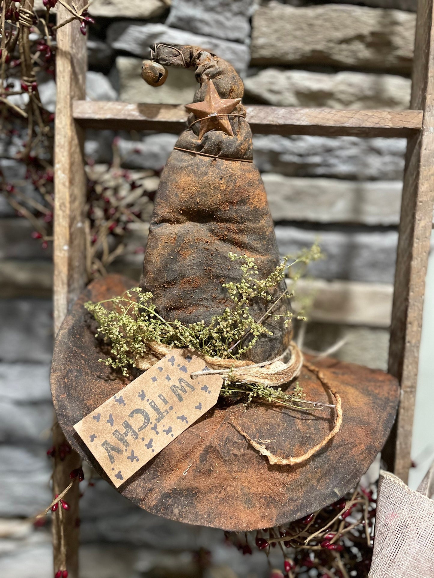 Primitive Old Witch’s Hat - Primitive Halloween Decor - Witchy - Primitive Witch - Autumn Decor