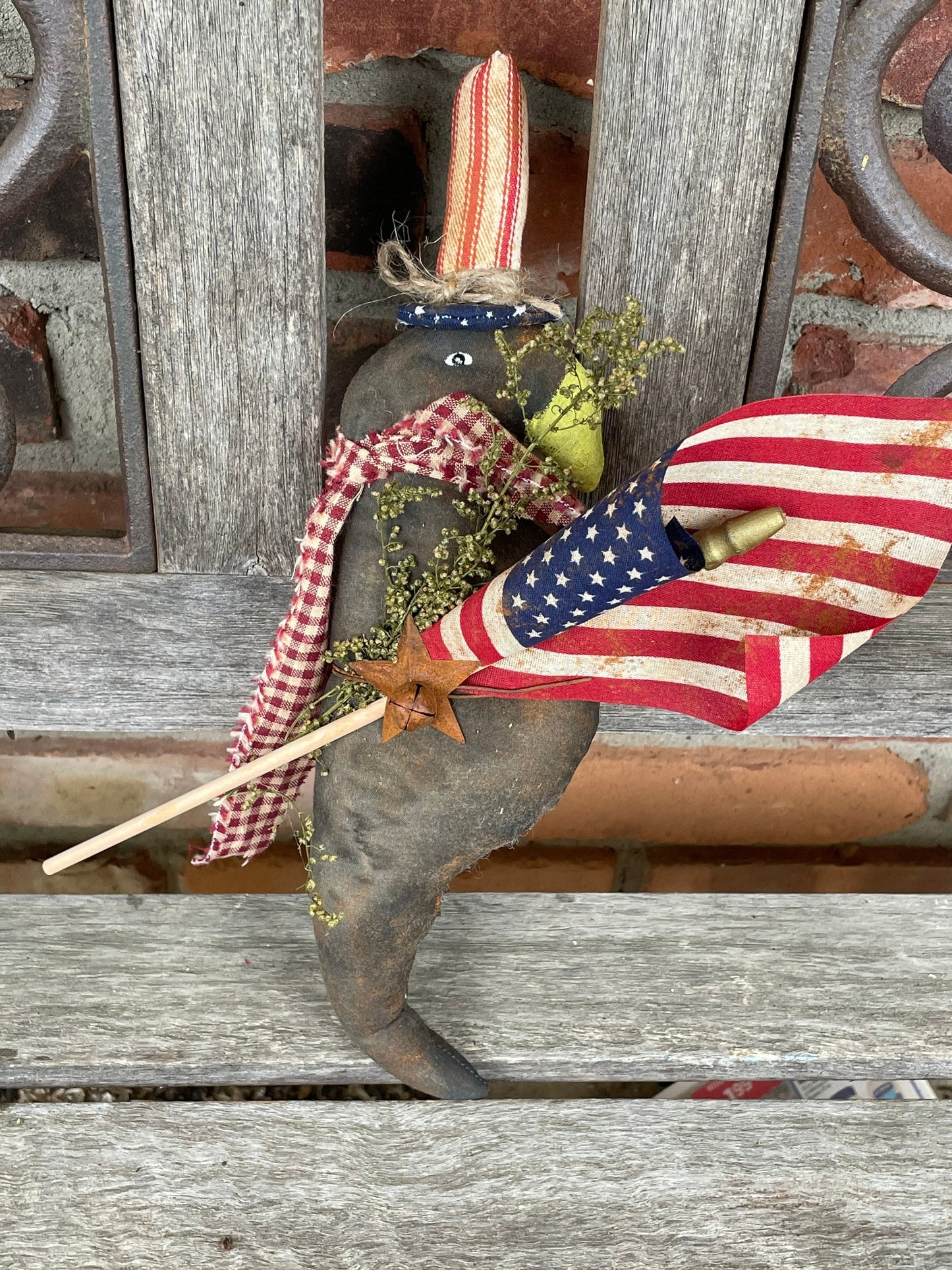 Uncle Sam Patriotic Primitive Crow - Primitive Decor - Handmade